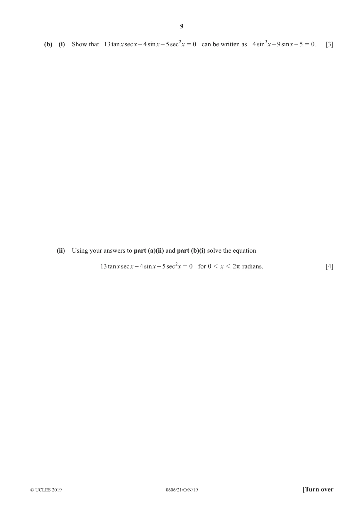 Cambridge IGCSE Mathematics - Additional 0606 2019 Oct/Nov Paper 2 · Variant 1 question paper, page 9 of 16