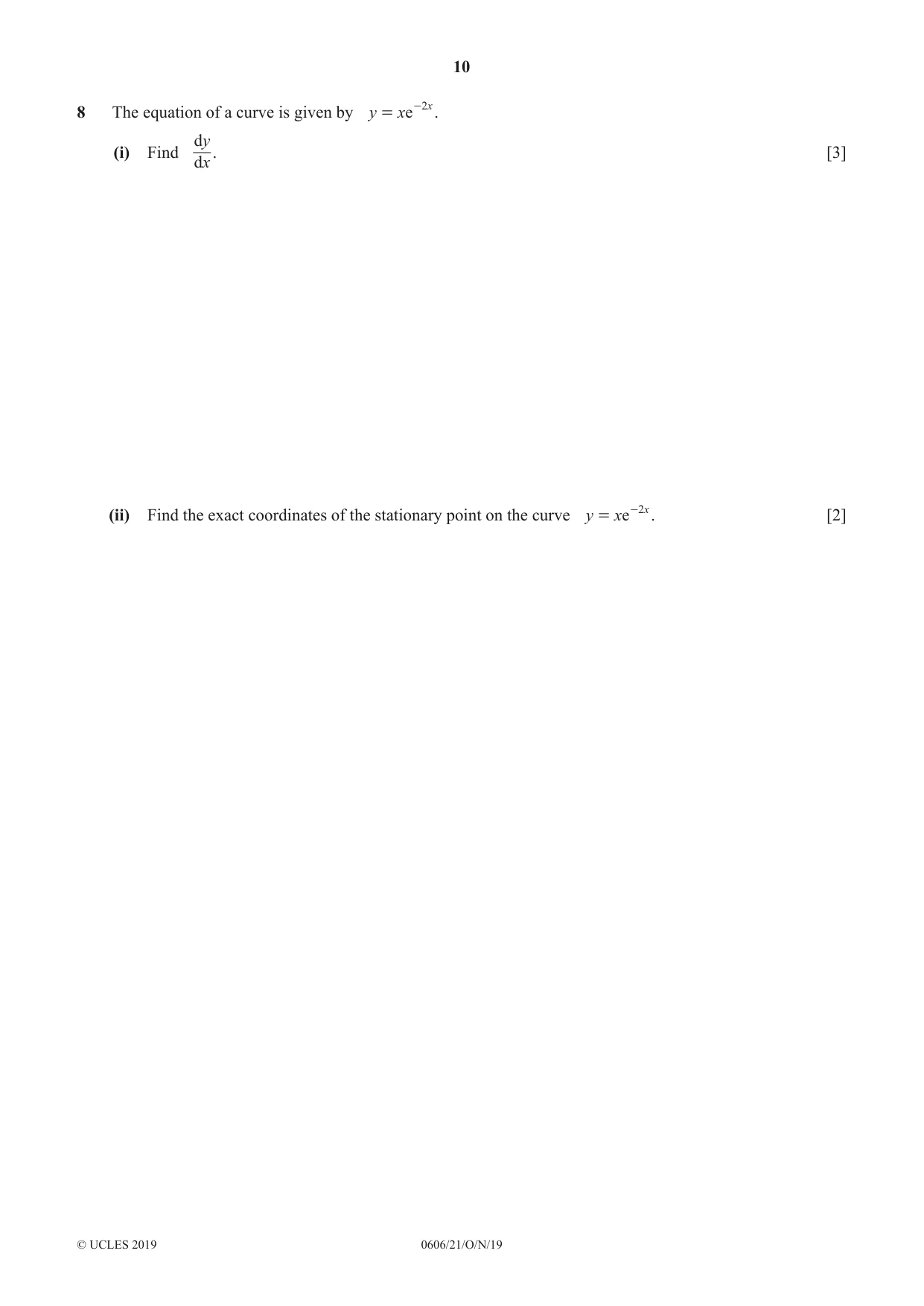 Cambridge IGCSE Mathematics - Additional 0606 2019 Oct/Nov Paper 2 · Variant 1 question paper, page 10 of 16