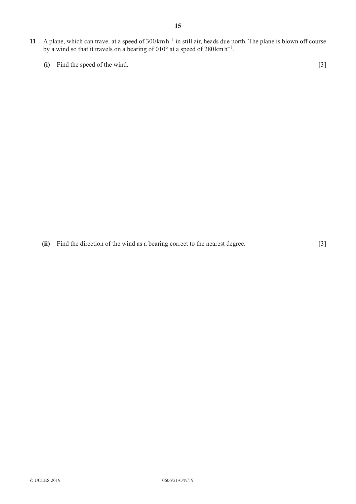 Cambridge IGCSE Mathematics - Additional 0606 2019 Oct/Nov Paper 2 · Variant 1 question paper, page 15 of 16