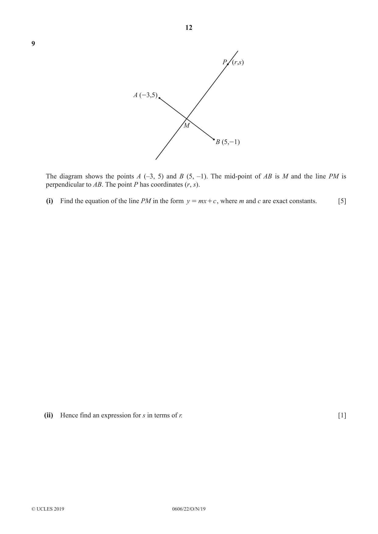 Cambridge IGCSE Mathematics - Additional 0606 2019 Oct/Nov Paper 2 · Variant 2 question paper, page 12 of 16