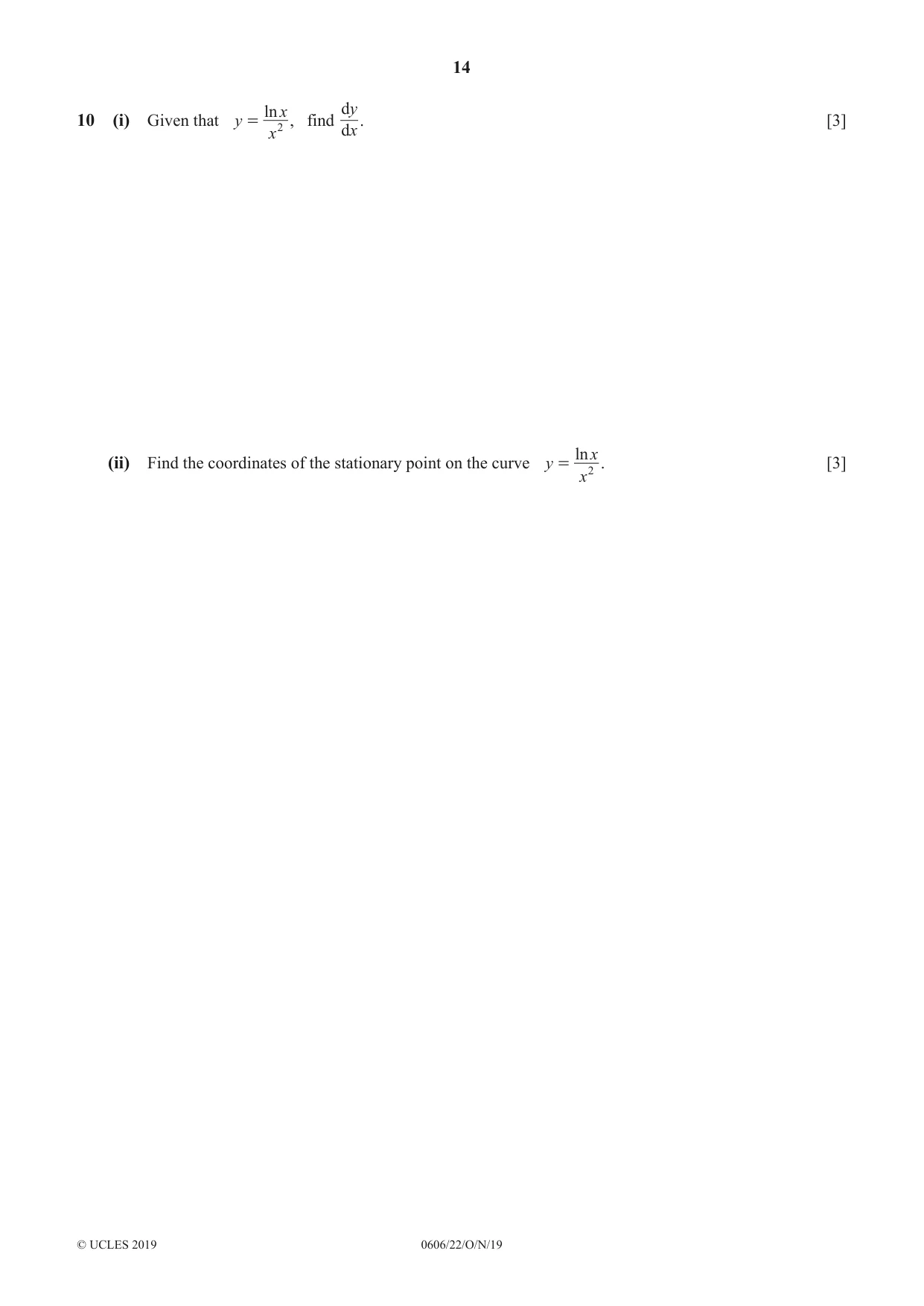 Cambridge IGCSE Mathematics - Additional 0606 2019 Oct/Nov Paper 2 · Variant 2 question paper, page 14 of 16