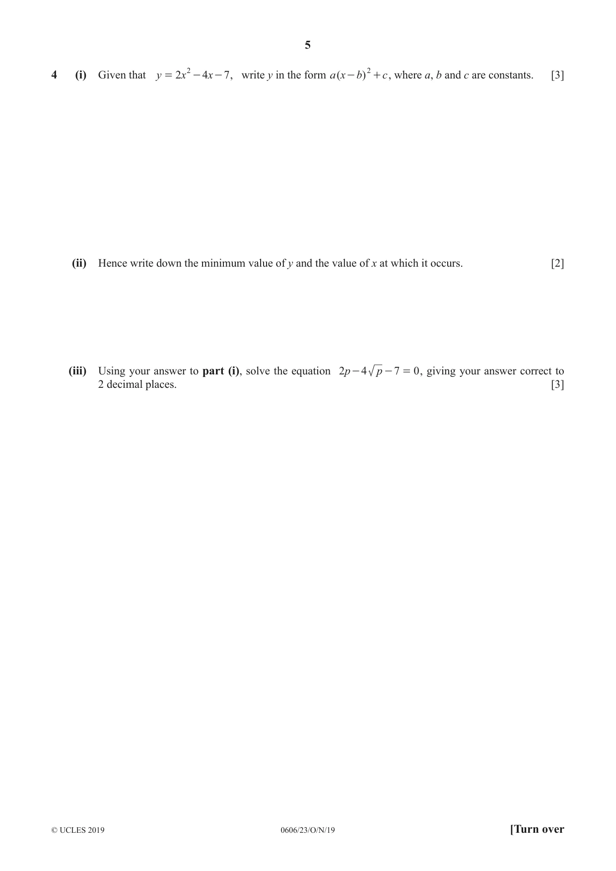 Cambridge IGCSE Mathematics - Additional 0606 2019 Oct/Nov Paper 2 · Variant 3 question paper, page 5 of 16