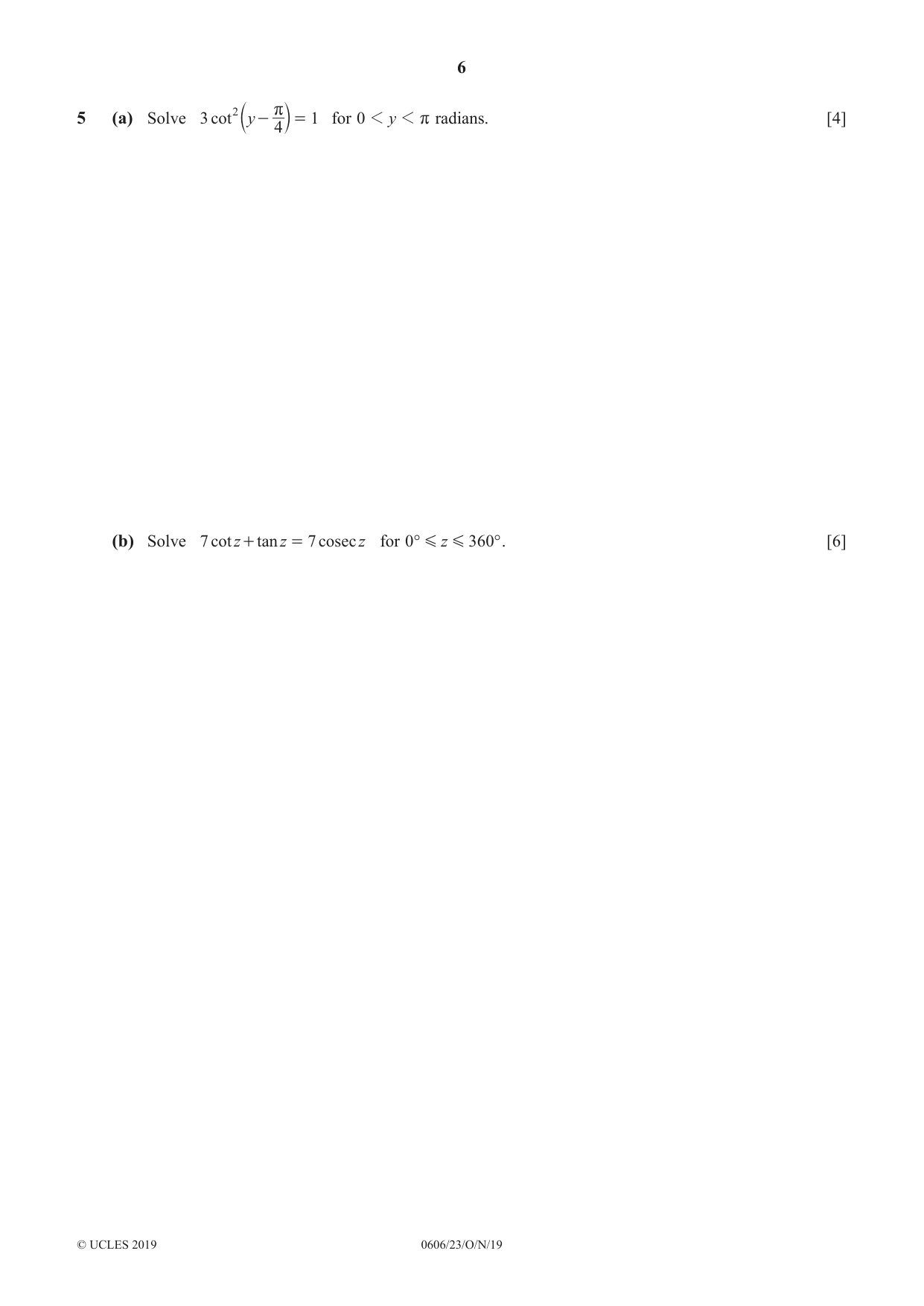 Cambridge IGCSE Mathematics - Additional 0606 2019 Oct/Nov Paper 2 · Variant 3 question paper, page 6 of 16