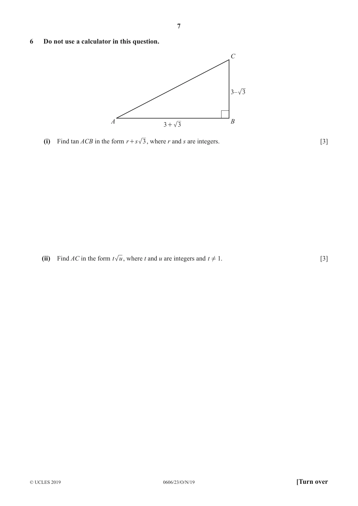 Cambridge IGCSE Mathematics - Additional 0606 2019 Oct/Nov Paper 2 · Variant 3 question paper, page 7 of 16