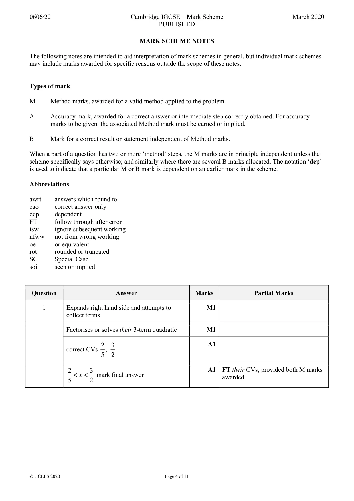 Mark scheme, page 4 of 11