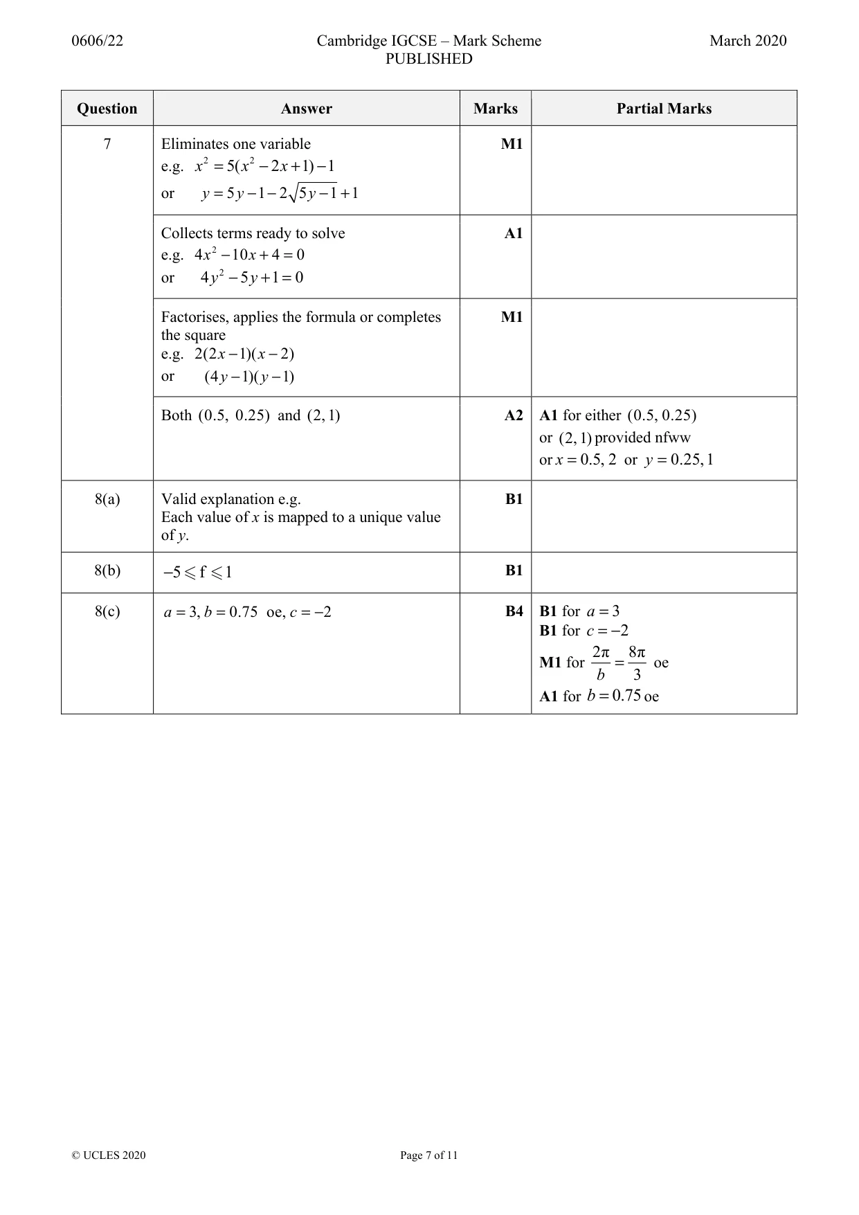 Mark scheme, page 7 of 11