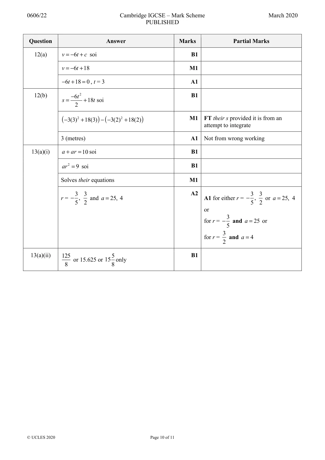 Mark scheme, page 10 of 11