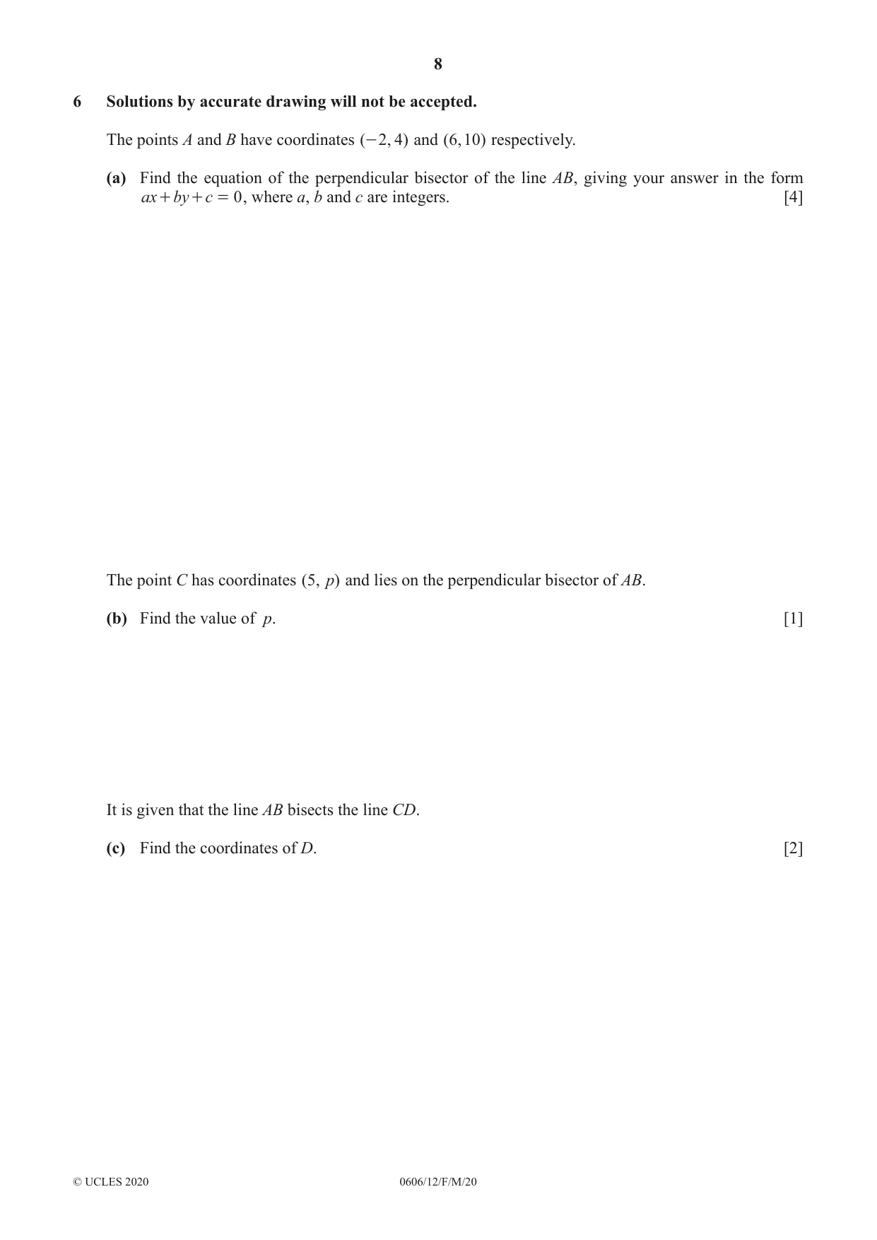 Cambridge IGCSE Mathematics - Additional 0606 2020 Feb/March Paper 1 · Variant 2 question paper, page 8 of 16