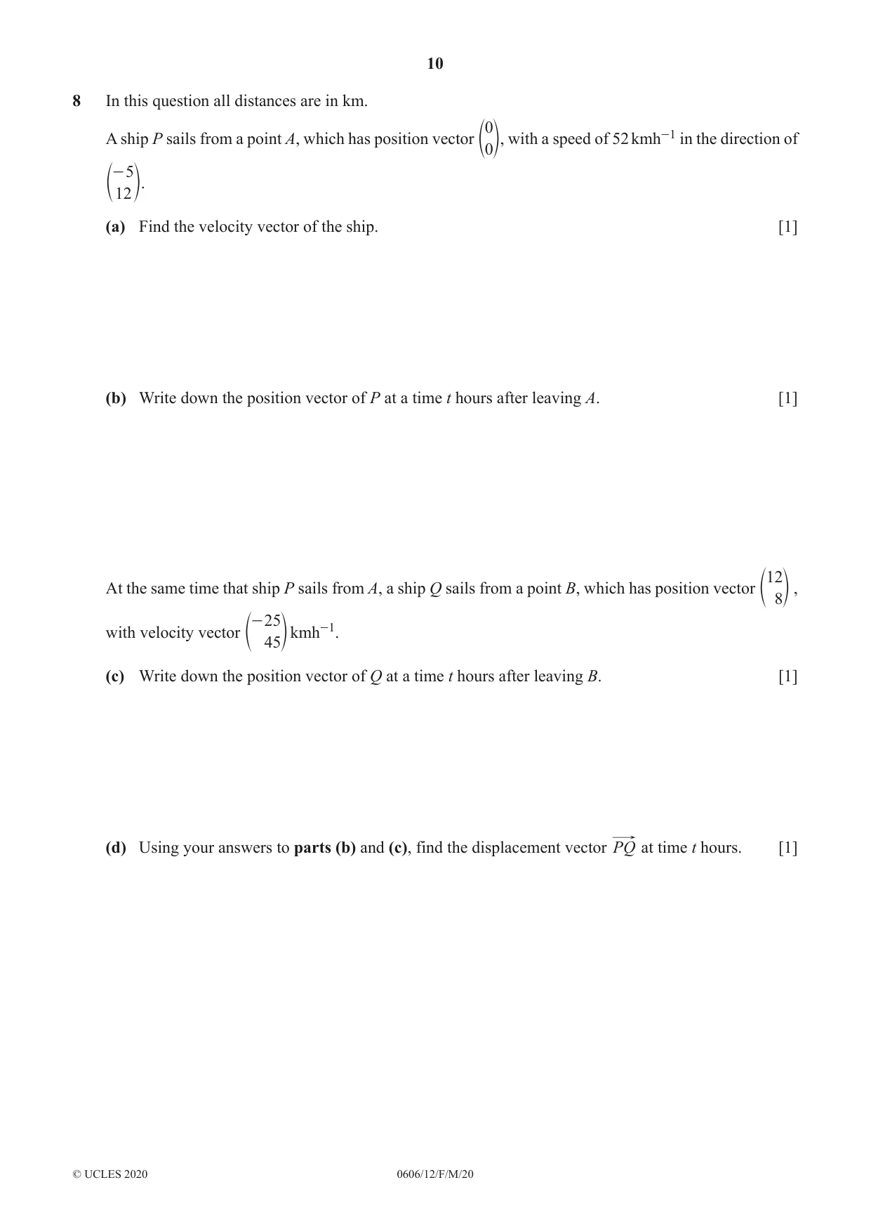 Cambridge IGCSE Mathematics - Additional 0606 2020 Feb/March Paper 1 · Variant 2 question paper, page 10 of 16