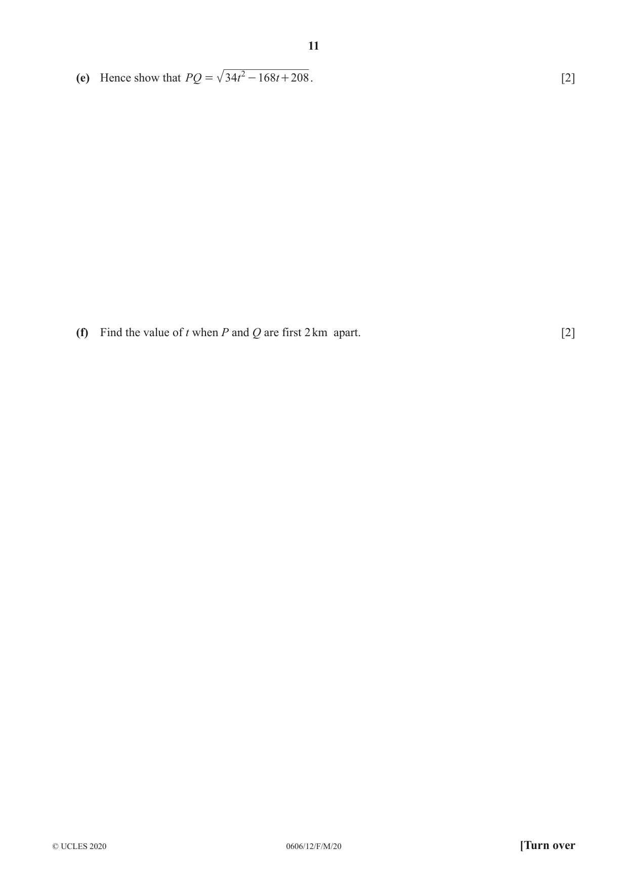 Cambridge IGCSE Mathematics - Additional 0606 2020 Feb/March Paper 1 · Variant 2 question paper, page 11 of 16