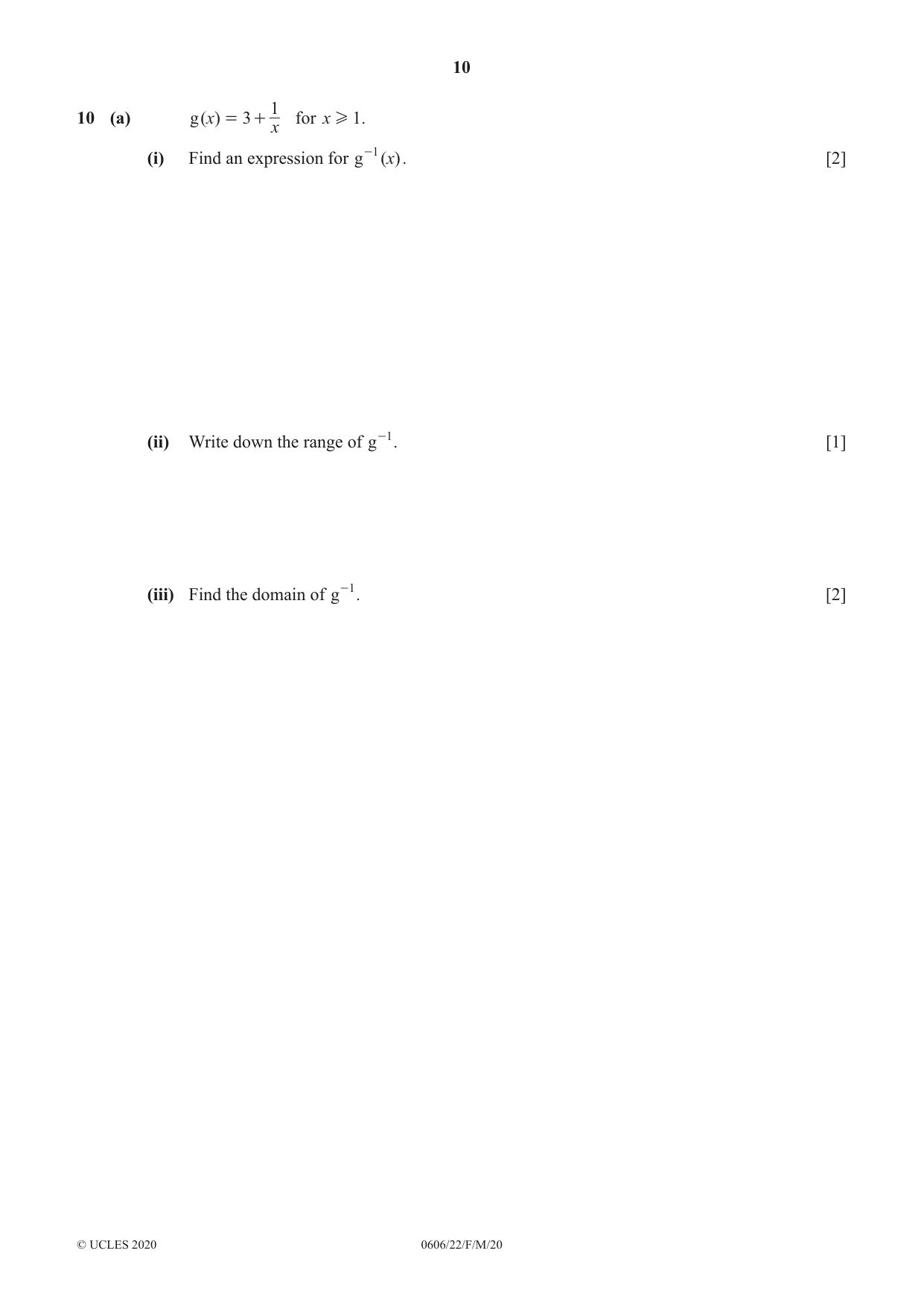 Cambridge IGCSE Mathematics - Additional 0606 2020 Feb/March Paper 2 · Variant 2 question paper, page 10 of 16
