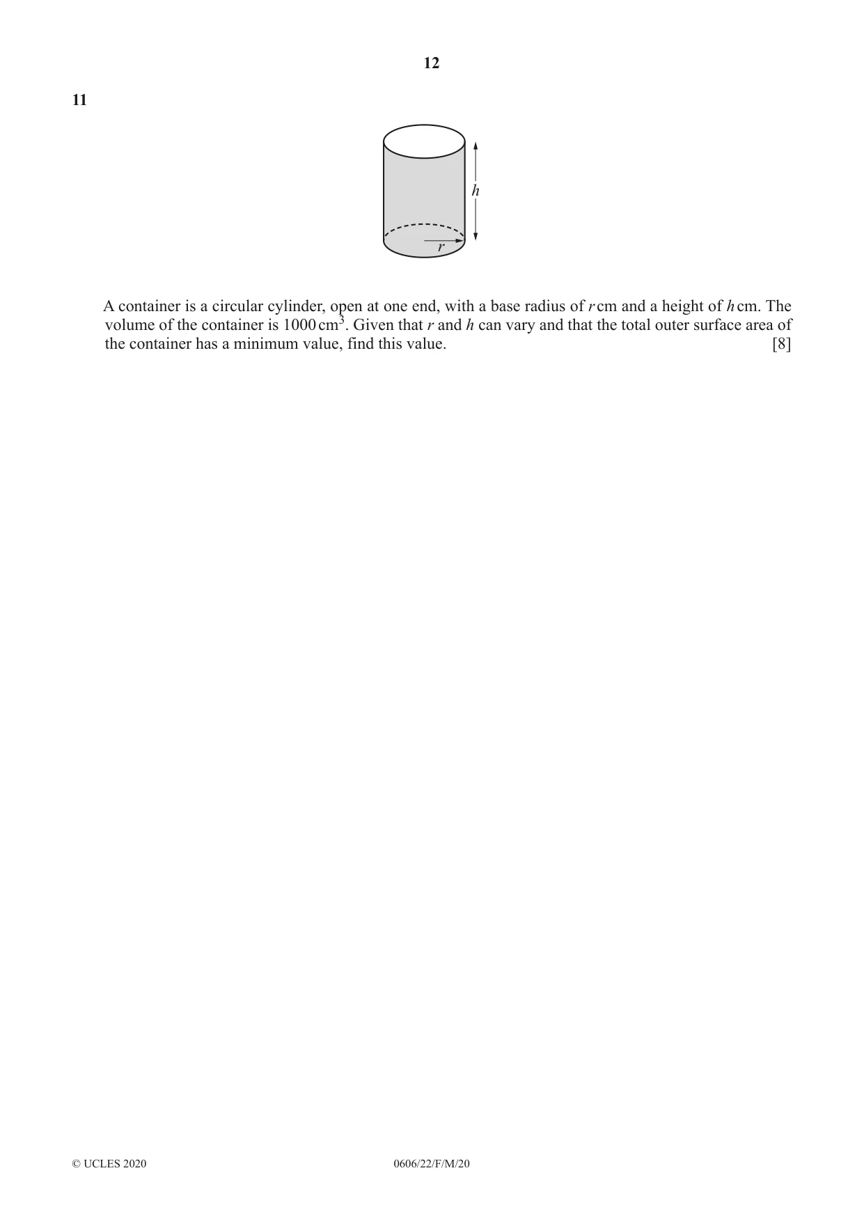 Cambridge IGCSE Mathematics - Additional 0606 2020 Feb/March Paper 2 · Variant 2 question paper, page 12 of 16