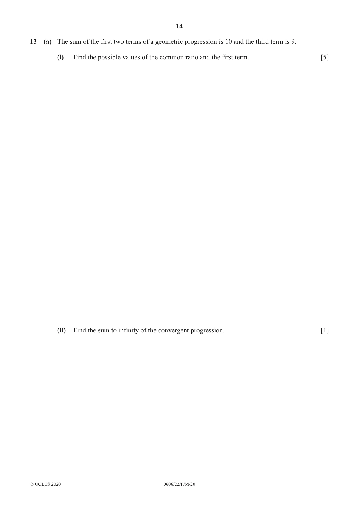 Cambridge IGCSE Mathematics - Additional 0606 2020 Feb/March Paper 2 · Variant 2 question paper, page 14 of 16