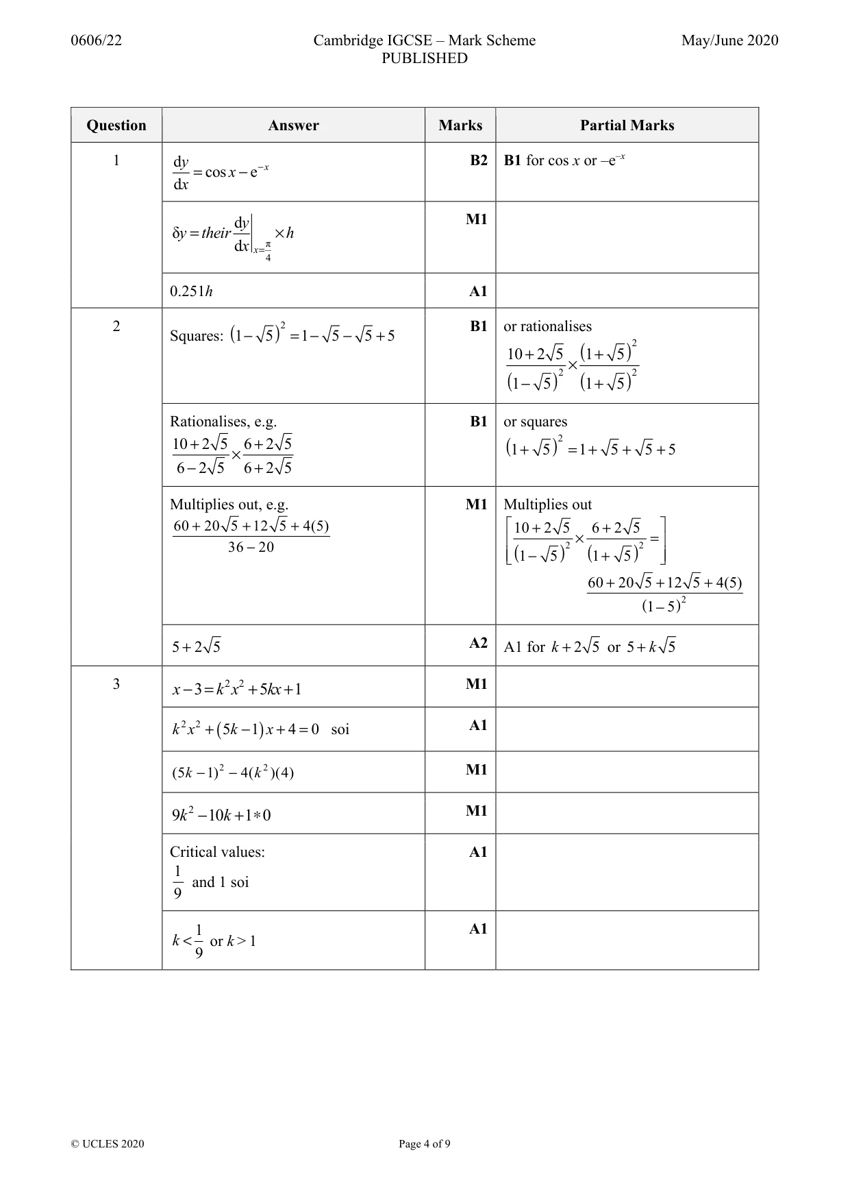 Mark scheme, page 4 of 9