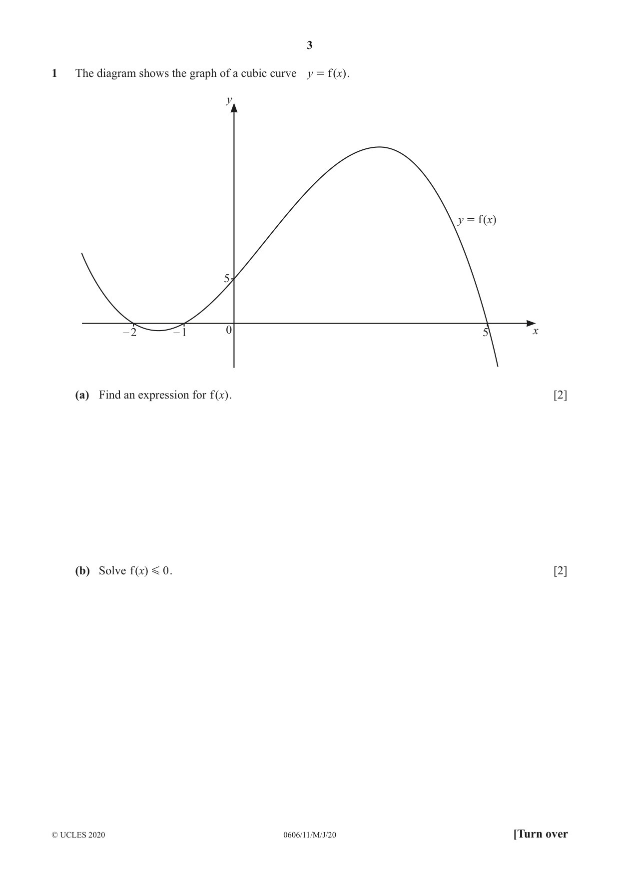 Cambridge IGCSE Mathematics - Additional 0606 2020 May/June Paper 1 · Variant 1 question paper, page 3 of 16