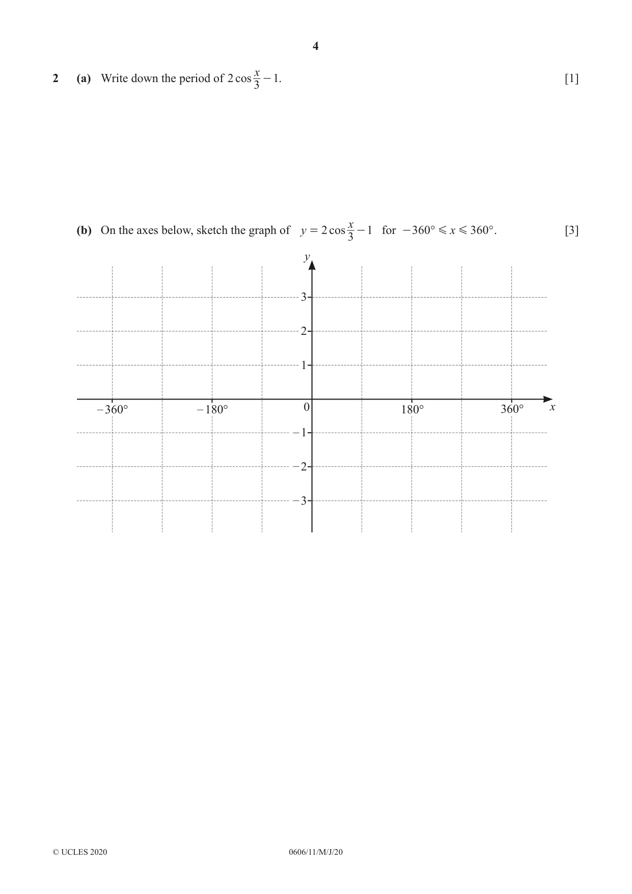 Cambridge IGCSE Mathematics - Additional 0606 2020 May/June Paper 1 · Variant 1 question paper, page 4 of 16