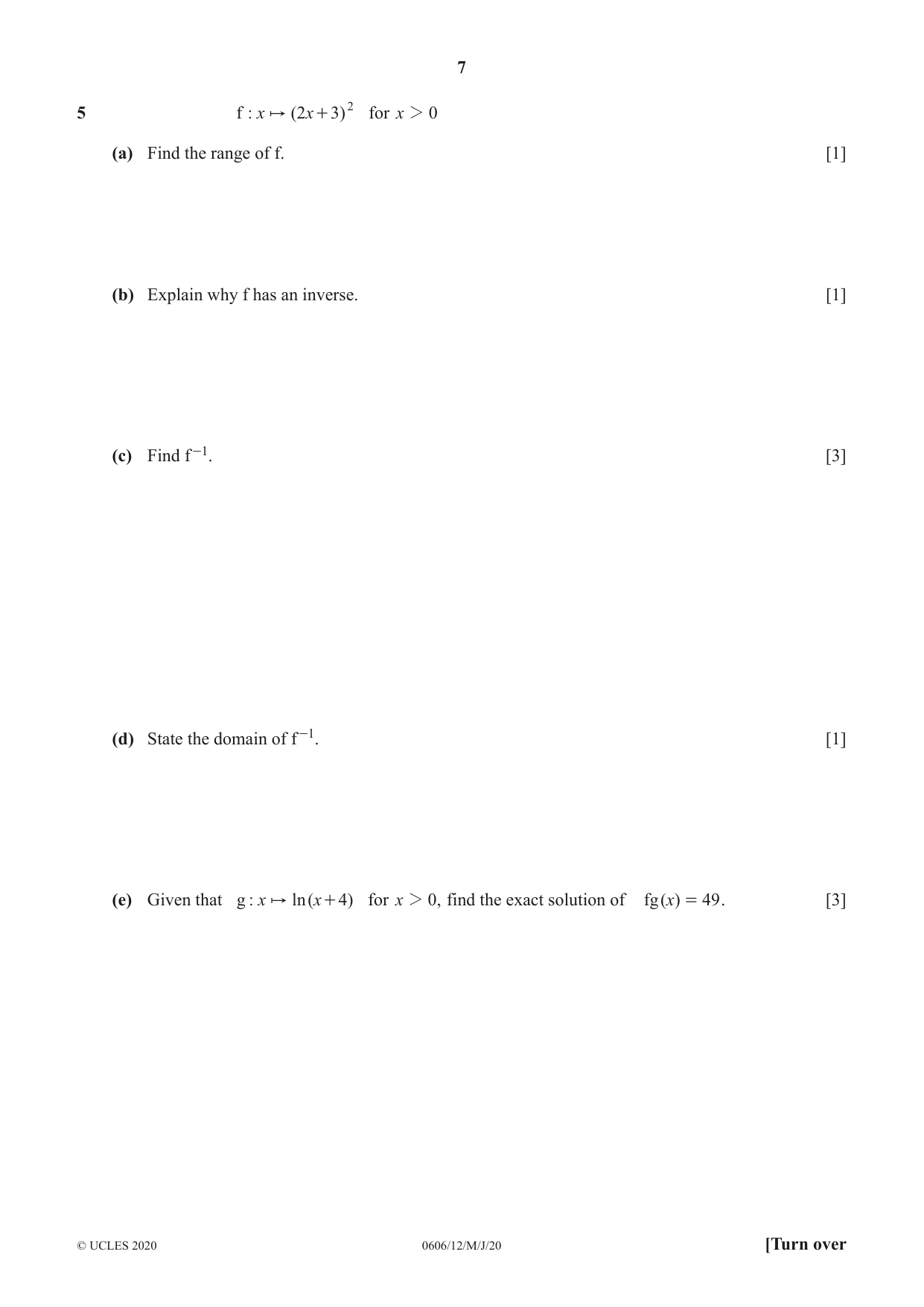 Cambridge IGCSE Mathematics - Additional 0606 2020 May/June Paper 1 · Variant 2 question paper, page 7 of 16
