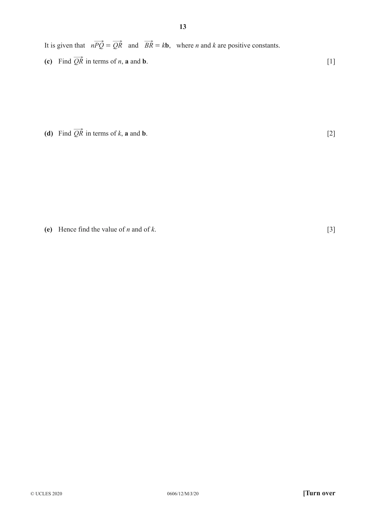 Cambridge IGCSE Mathematics - Additional 0606 2020 May/June Paper 1 · Variant 2 question paper, page 13 of 16
