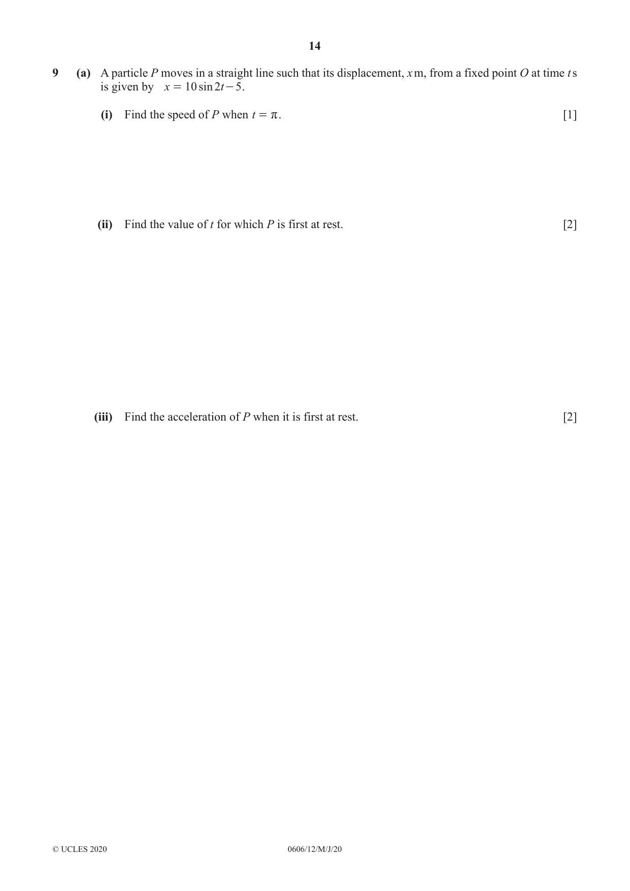 Cambridge IGCSE Mathematics - Additional 0606 2020 May/June Paper 1 · Variant 2 question paper, page 14 of 16