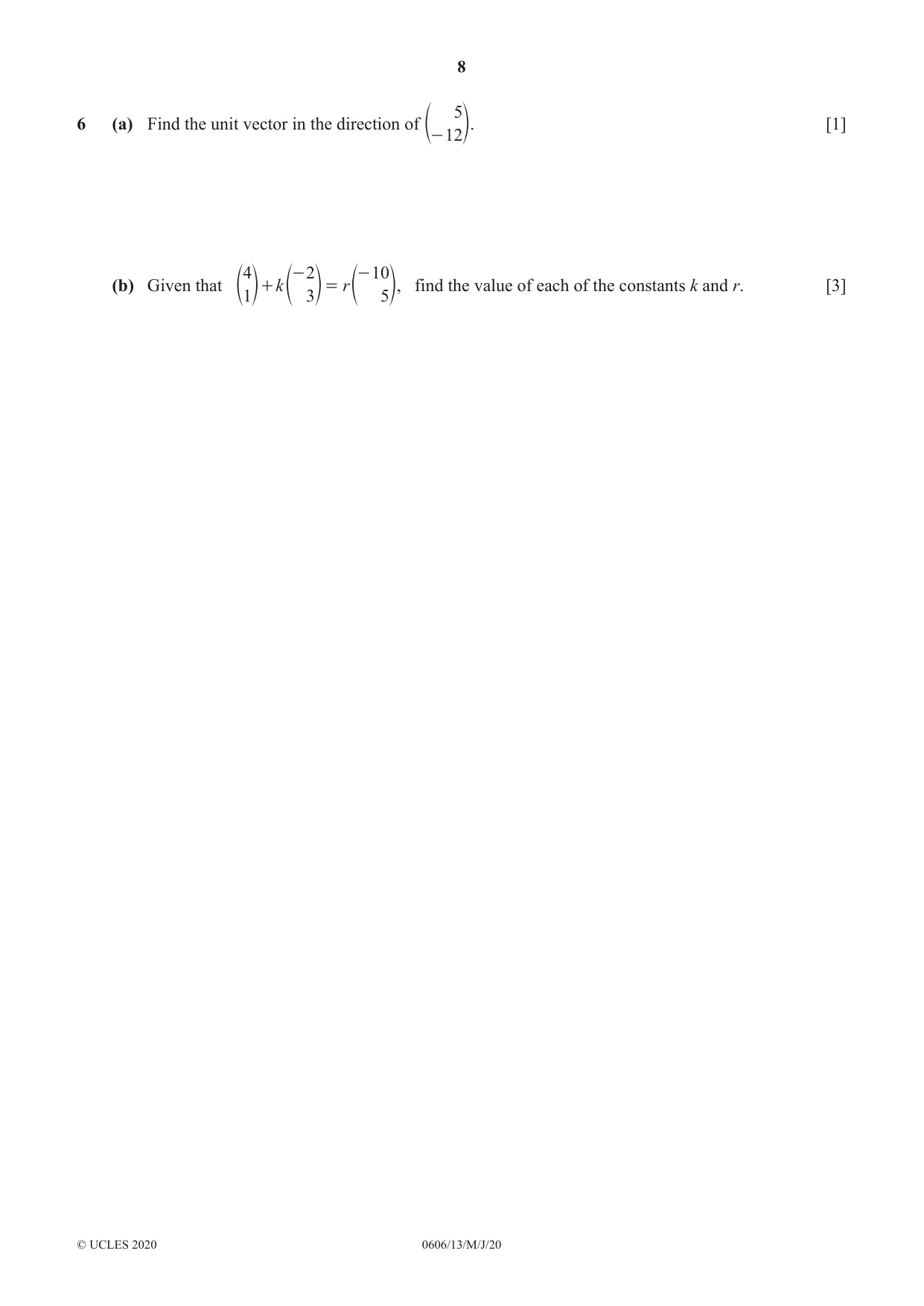 Cambridge IGCSE Mathematics - Additional 0606 2020 May/June Paper 1 · Variant 3 question paper, page 8 of 16