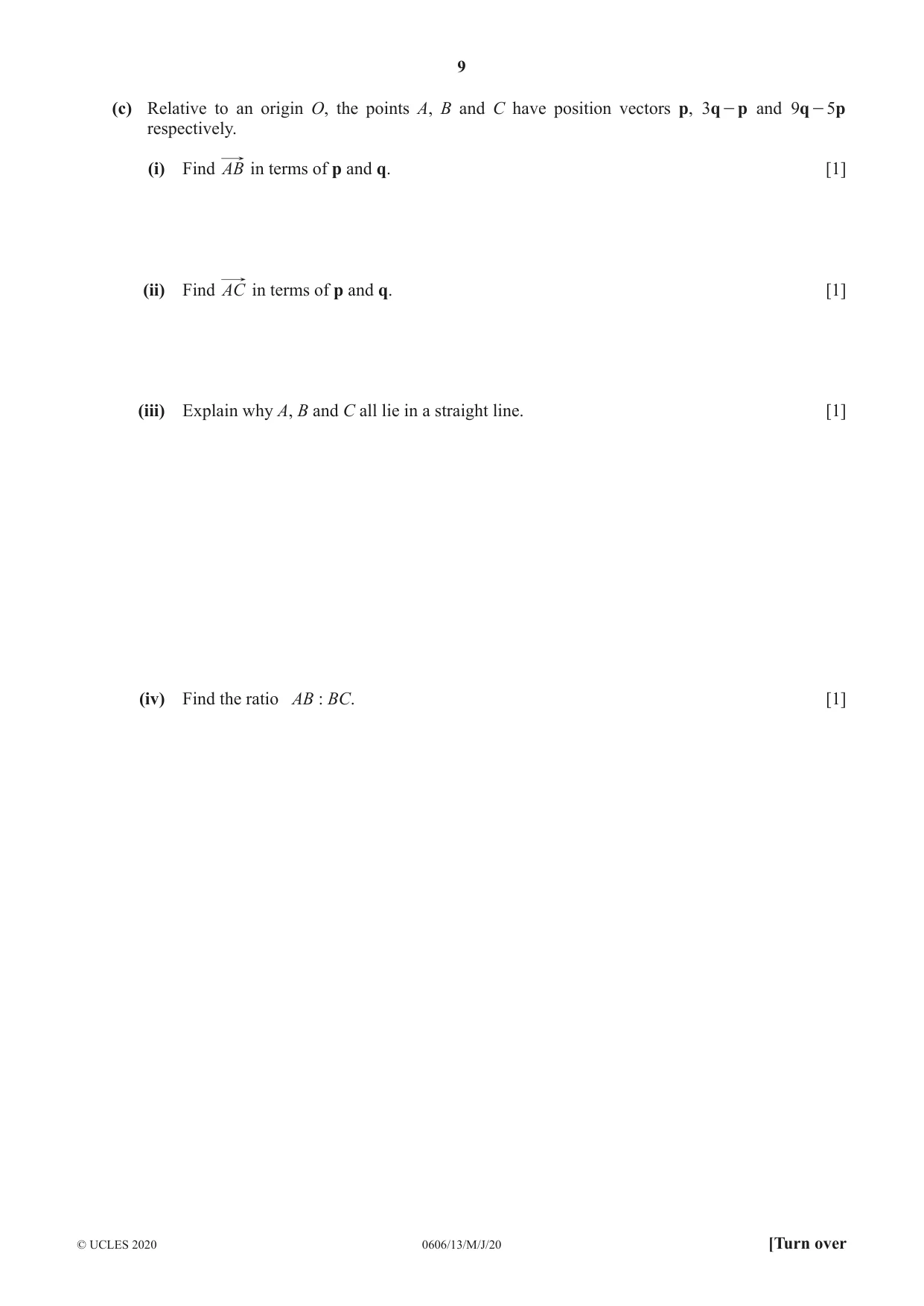 Cambridge IGCSE Mathematics - Additional 0606 2020 May/June Paper 1 · Variant 3 question paper, page 9 of 16