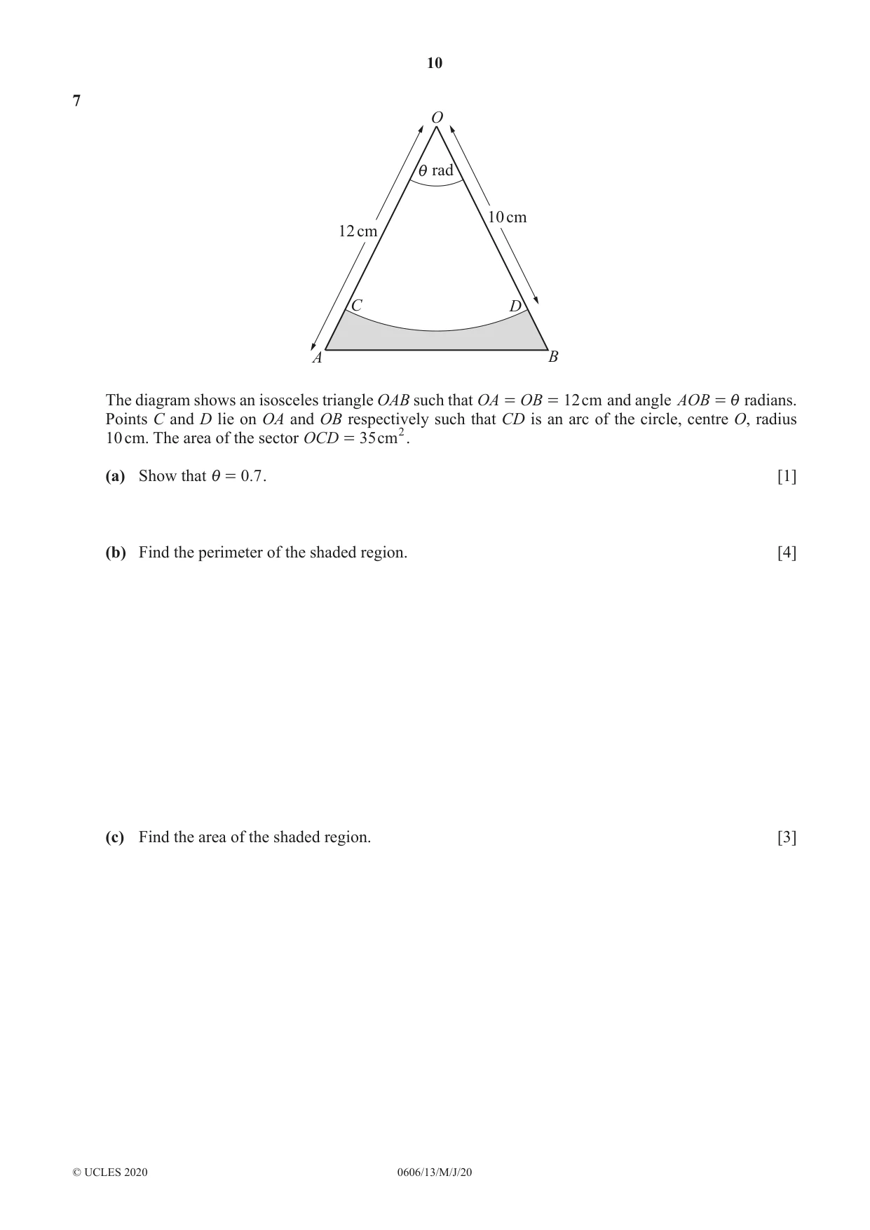 Cambridge IGCSE Mathematics - Additional 0606 2020 May/June Paper 1 · Variant 3 question paper, page 10 of 16