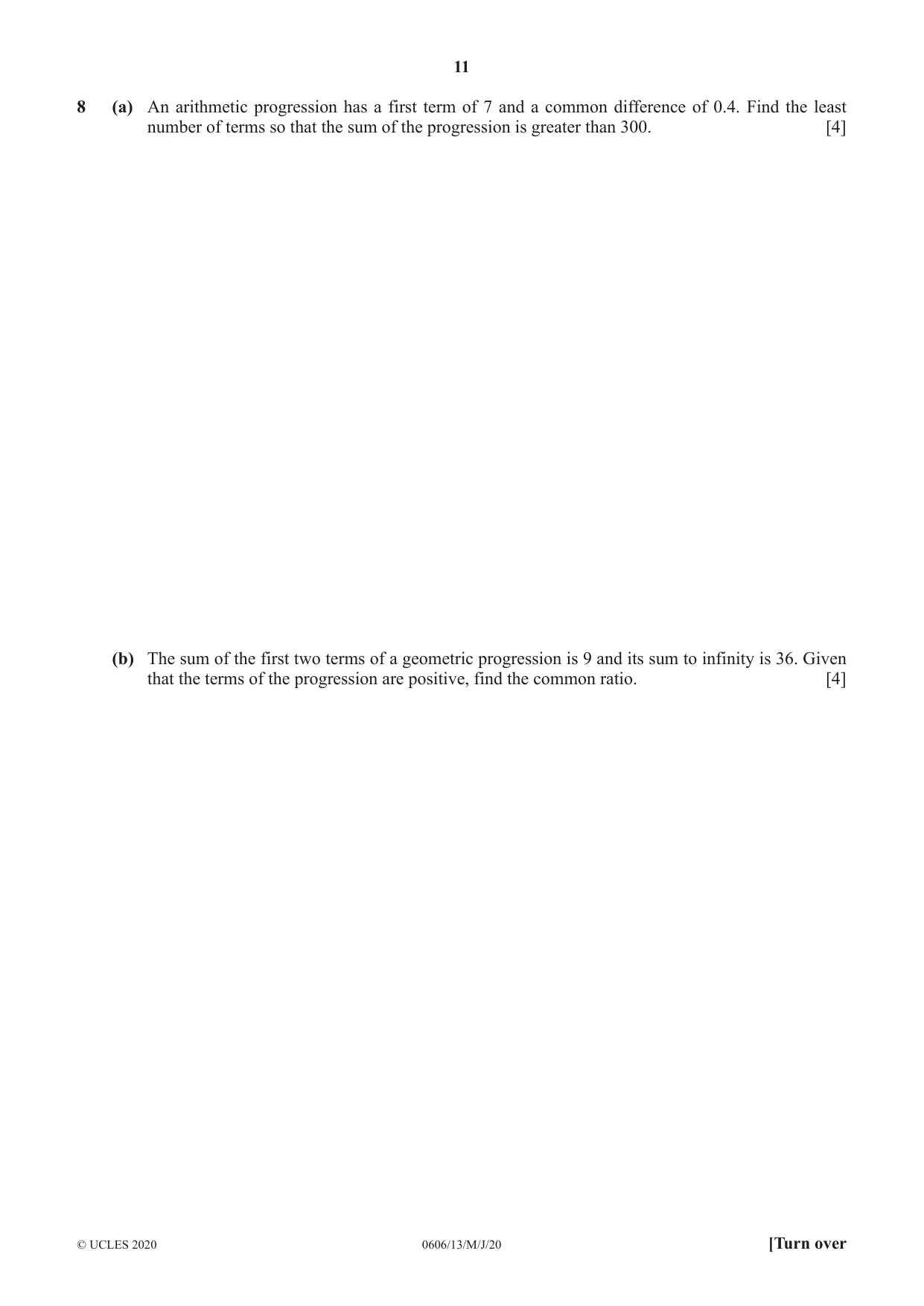 Cambridge IGCSE Mathematics - Additional 0606 2020 May/June Paper 1 · Variant 3 question paper, page 11 of 16