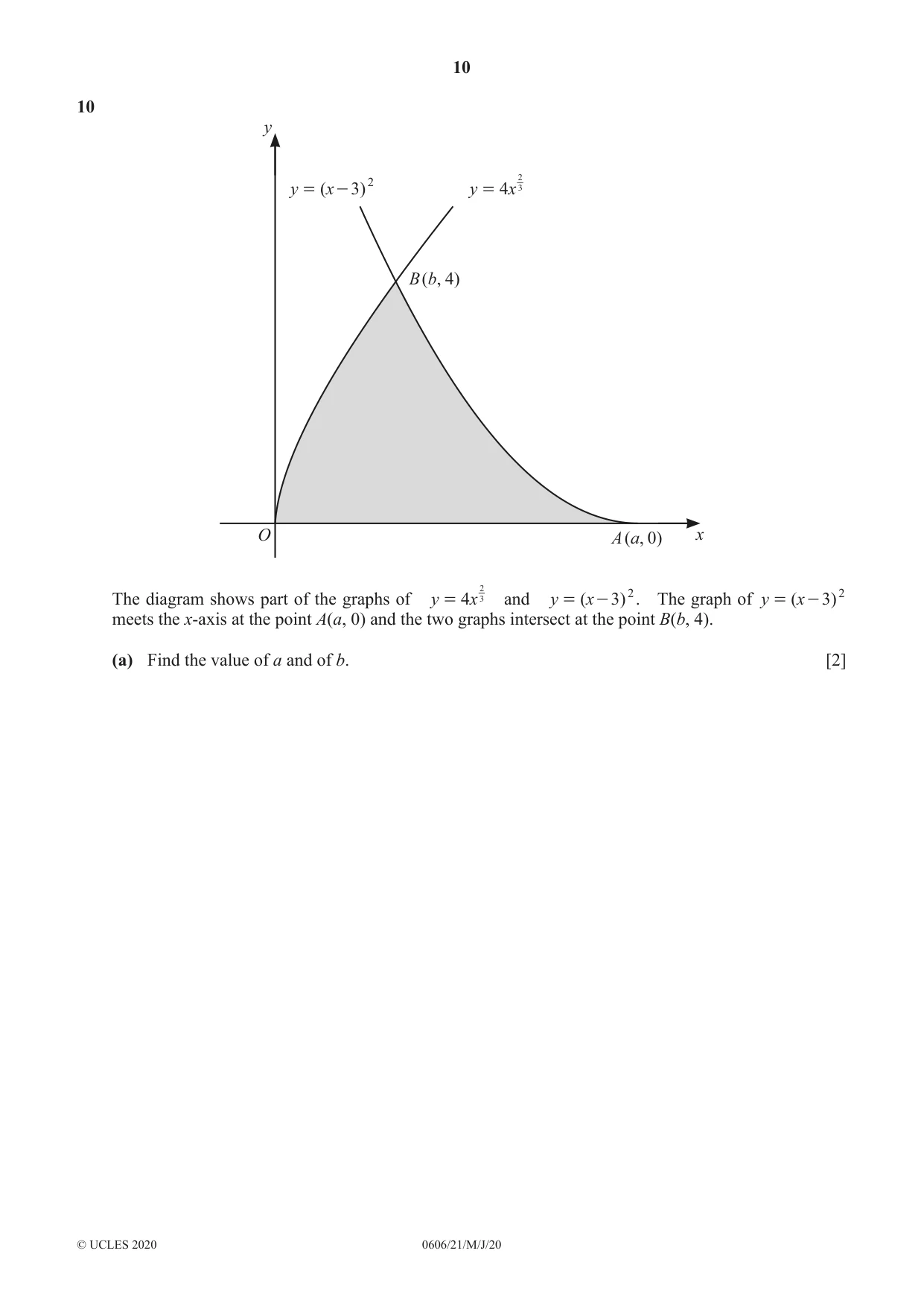 Cambridge IGCSE Mathematics - Additional 0606 2020 May/June Paper 2 · Variant 1 question paper, page 10 of 16