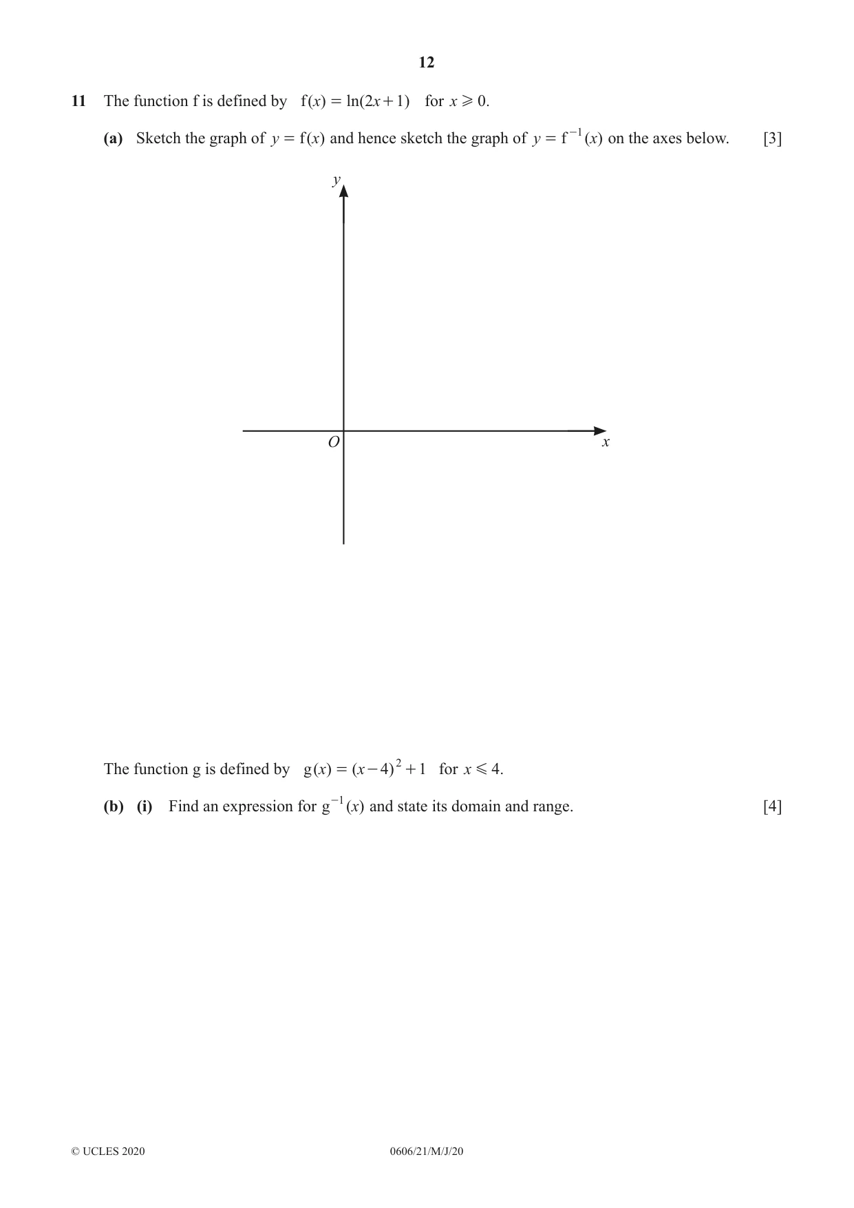 Cambridge IGCSE Mathematics - Additional 0606 2020 May/June Paper 2 · Variant 1 question paper, page 12 of 16
