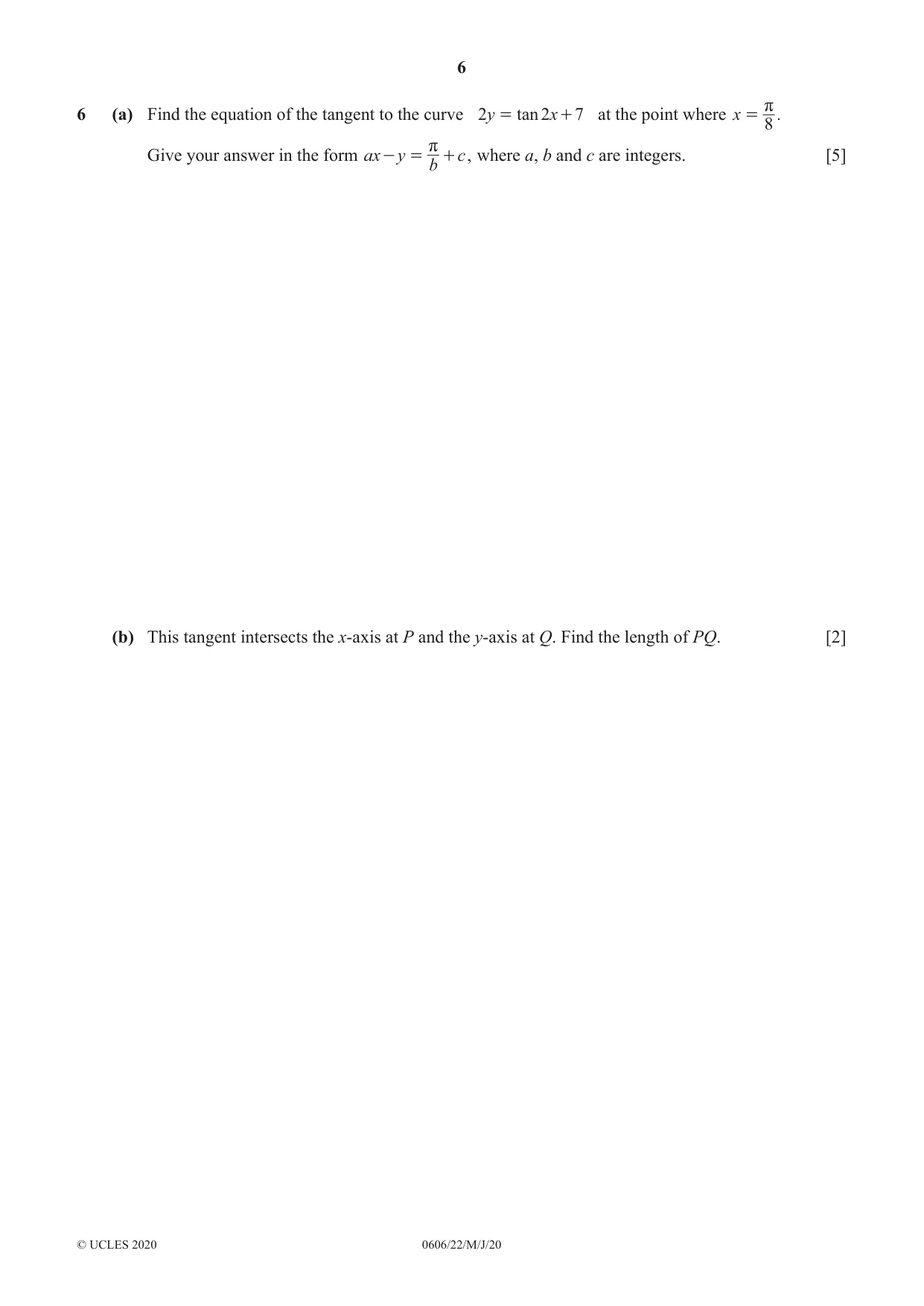 Cambridge IGCSE Mathematics - Additional 0606 2020 May/June Paper 2 · Variant 2 question paper, page 6 of 12