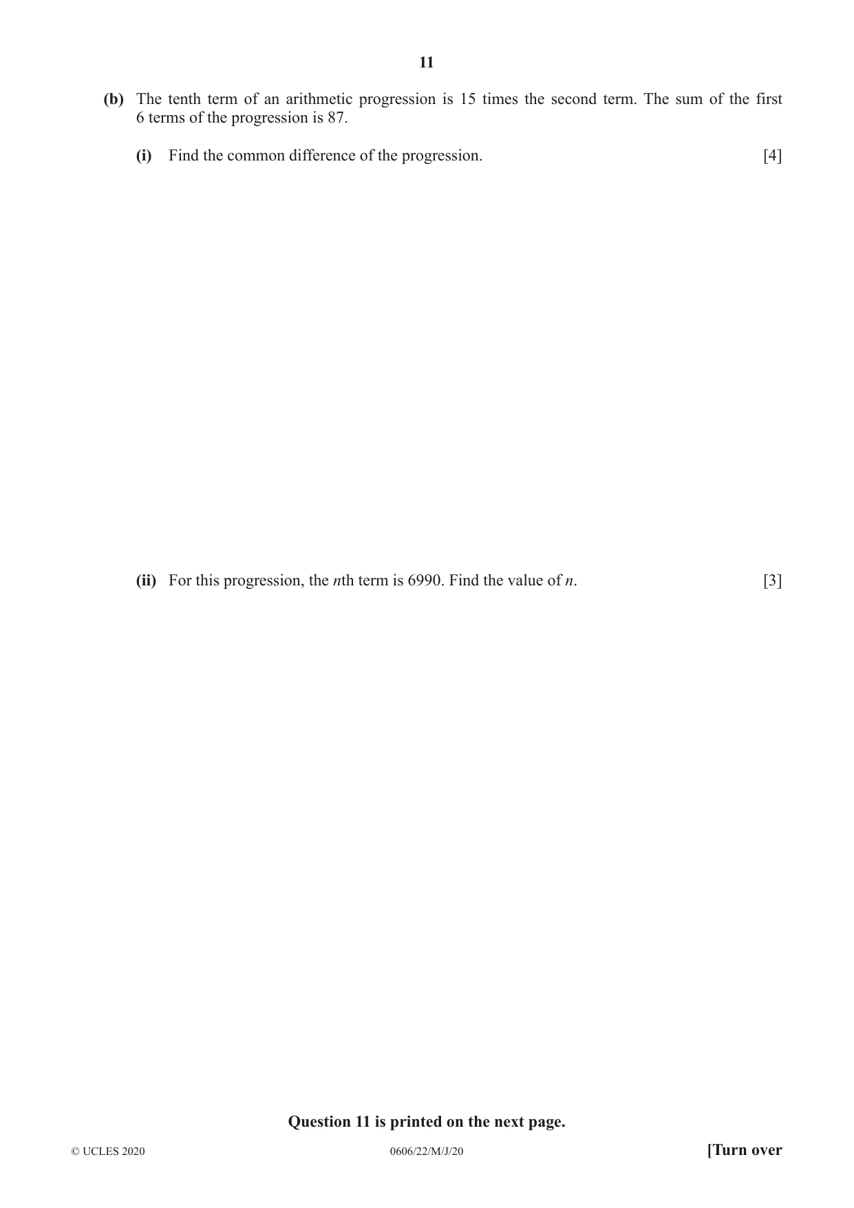 Cambridge IGCSE Mathematics - Additional 0606 2020 May/June Paper 2 · Variant 2 question paper, page 11 of 12