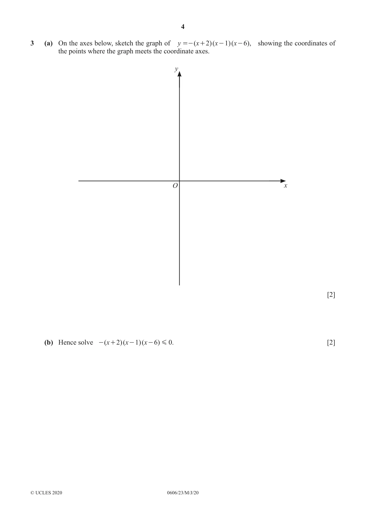 Cambridge IGCSE Mathematics - Additional 0606 2020 May/June Paper 2 · Variant 3 question paper, page 4 of 16