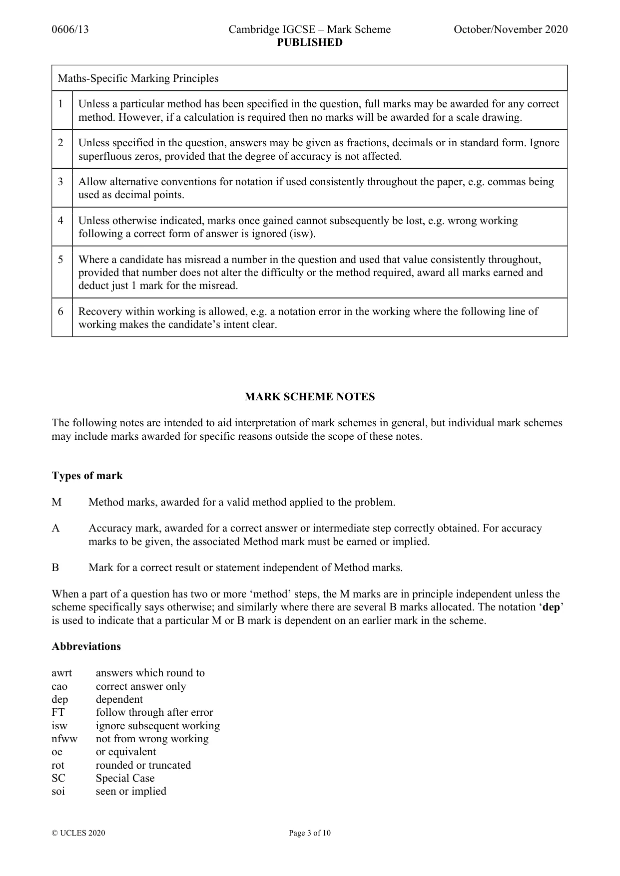 Mark scheme, page 3 of 10