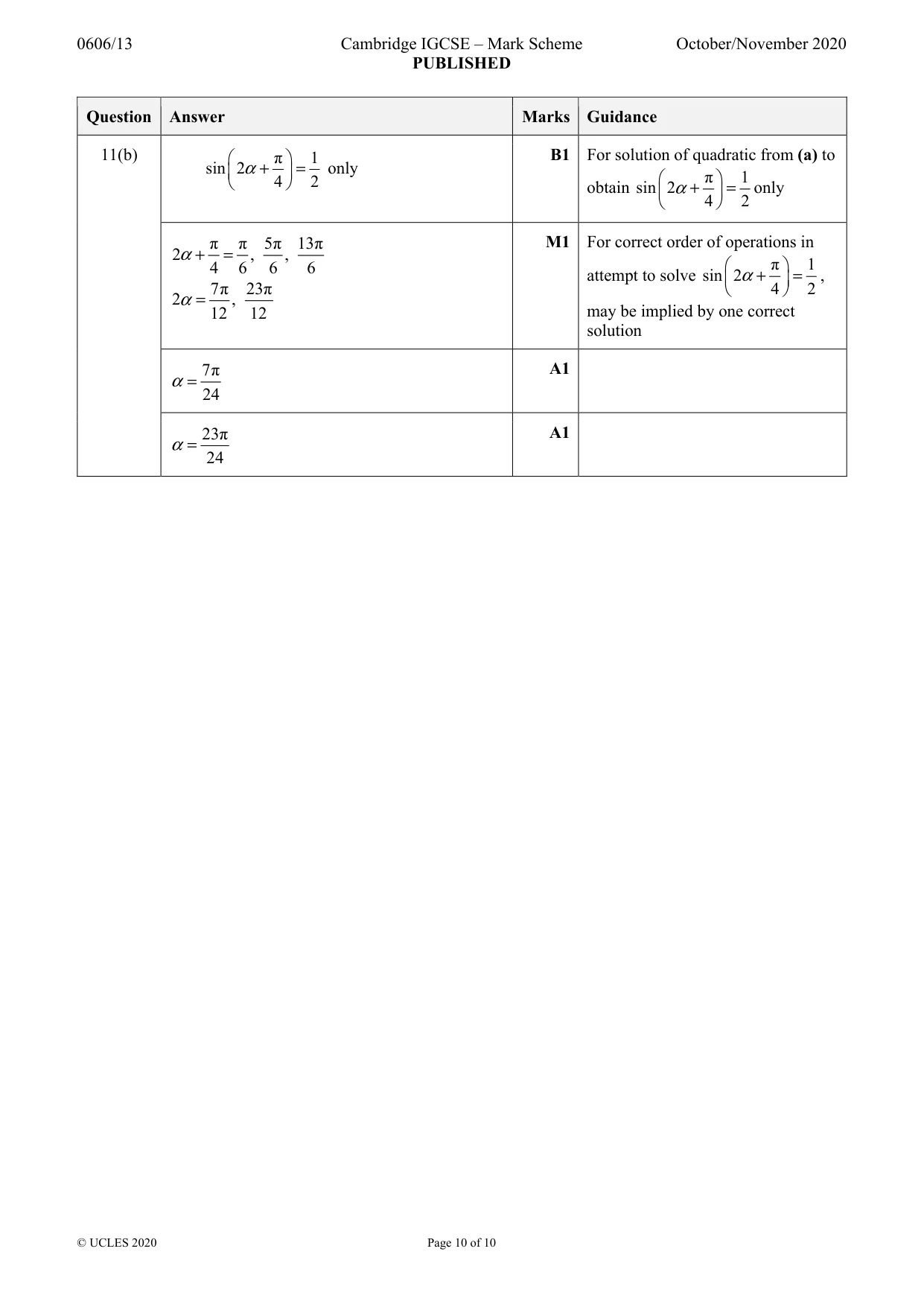 Mark scheme, page 10 of 10