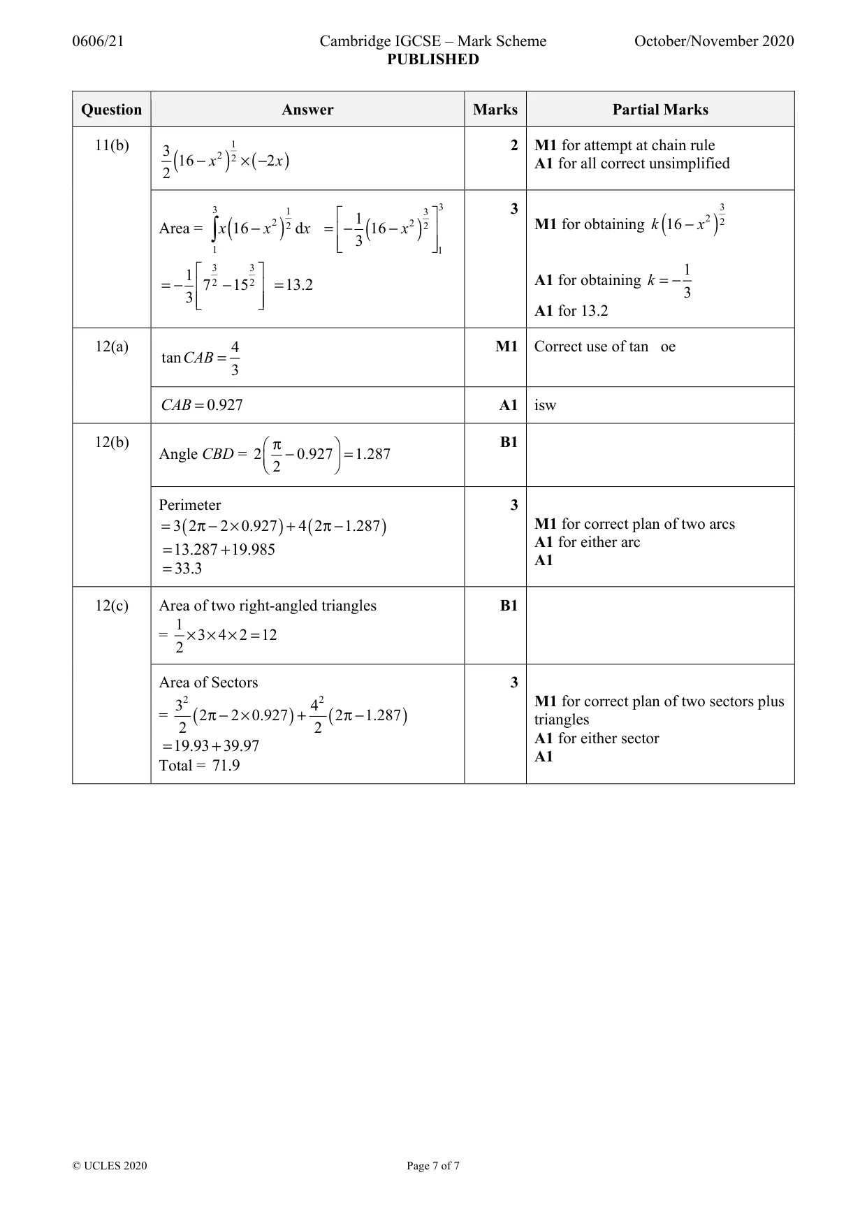 Mark scheme, page 7 of 7