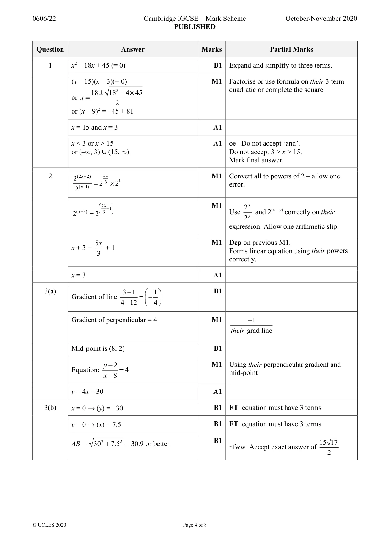 Mark scheme, page 4 of 8