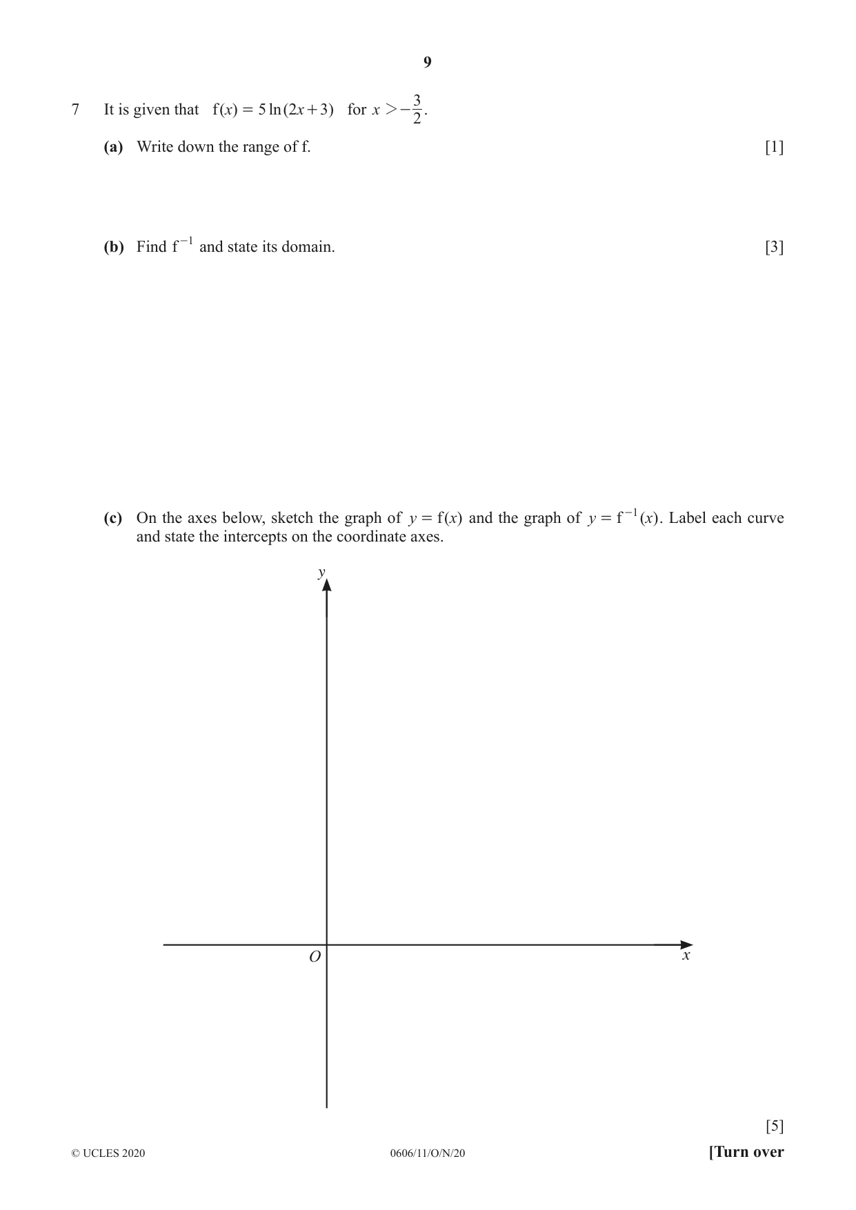 Cambridge IGCSE Mathematics - Additional 0606 2020 Oct/Nov Paper 1 · Variant 1 question paper, page 9 of 16