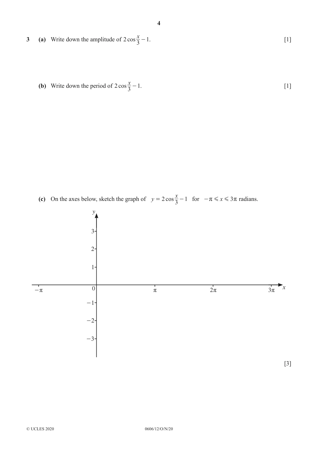 Cambridge IGCSE Mathematics - Additional 0606 2020 Oct/Nov Paper 1 · Variant 2 question paper, page 4 of 16