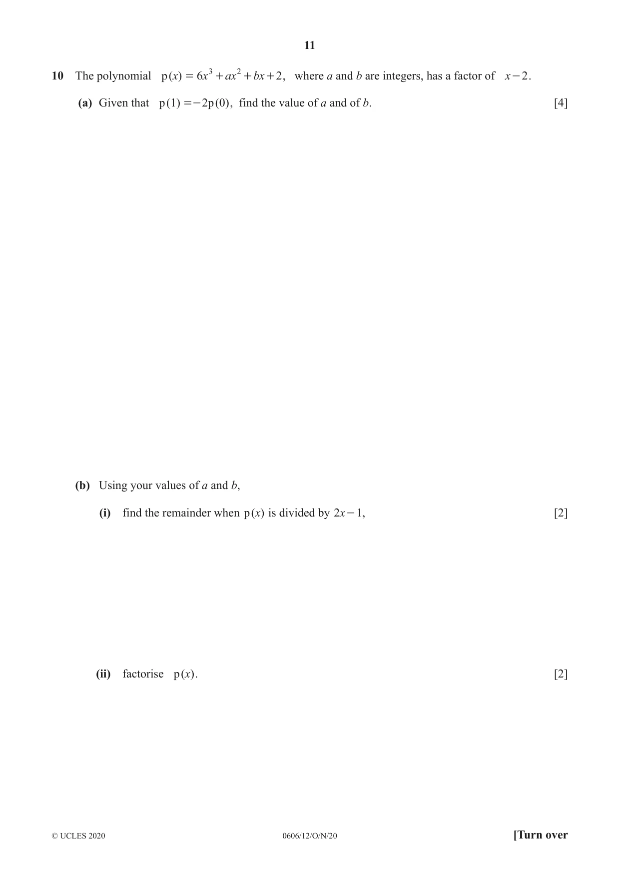 Cambridge IGCSE Mathematics - Additional 0606 2020 Oct/Nov Paper 1 · Variant 2 question paper, page 11 of 16