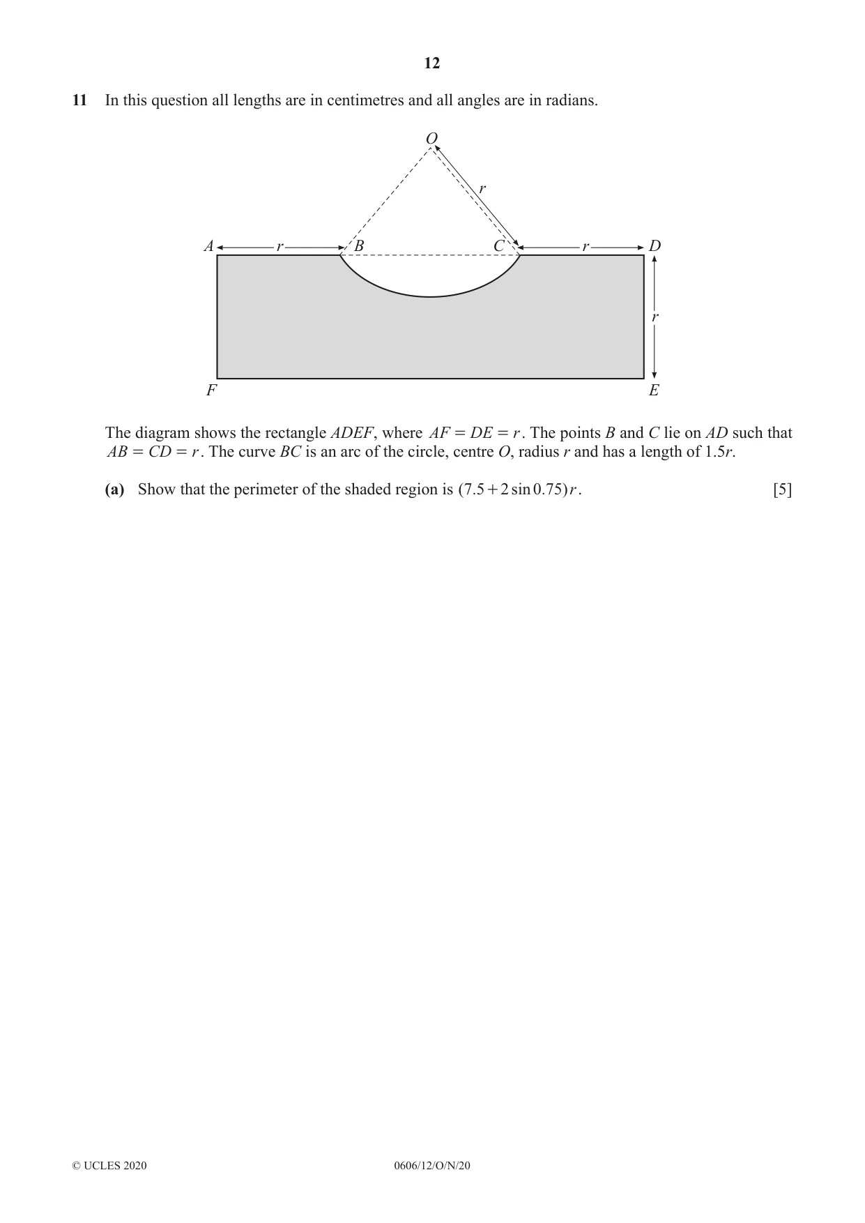 Cambridge IGCSE Mathematics - Additional 0606 2020 Oct/Nov Paper 1 · Variant 2 question paper, page 12 of 16