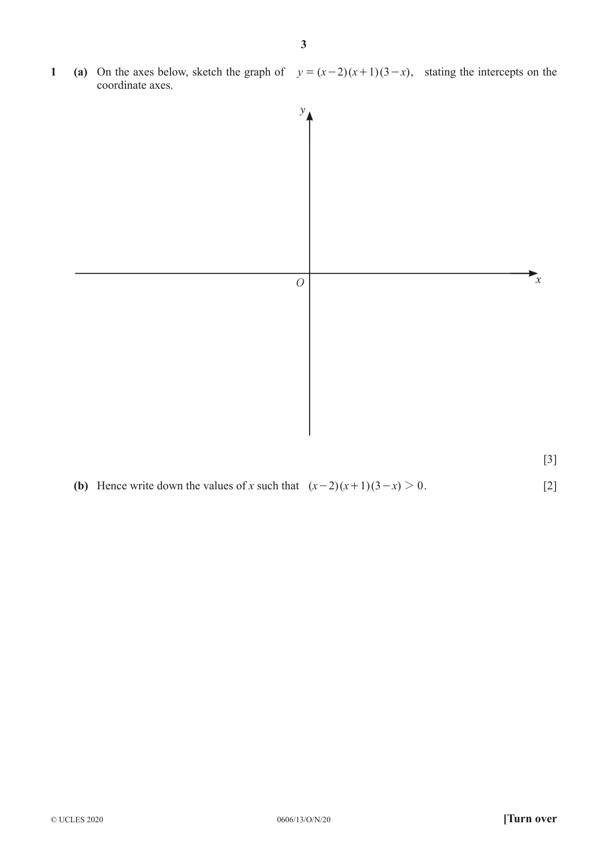 Cambridge IGCSE Mathematics - Additional 0606 2020 Oct/Nov Paper 1 · Variant 3 question paper, page 3 of 16