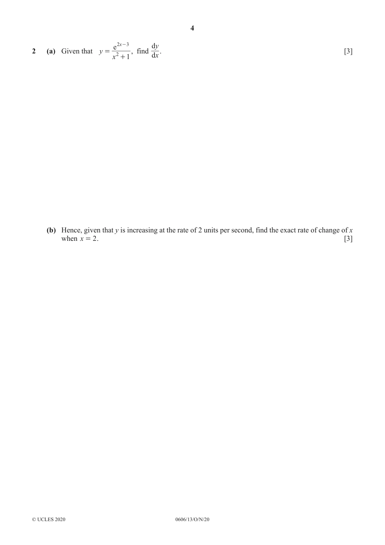 Cambridge IGCSE Mathematics - Additional 0606 2020 Oct/Nov Paper 1 · Variant 3 question paper, page 4 of 16