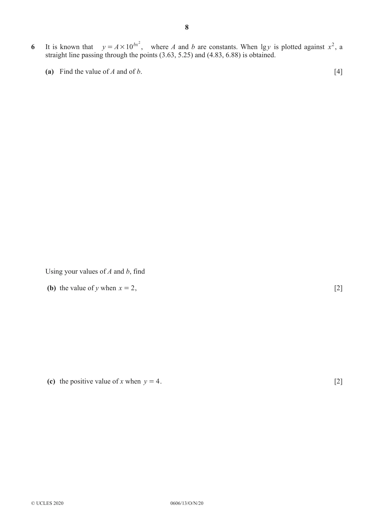 Cambridge IGCSE Mathematics - Additional 0606 2020 Oct/Nov Paper 1 · Variant 3 question paper, page 8 of 16