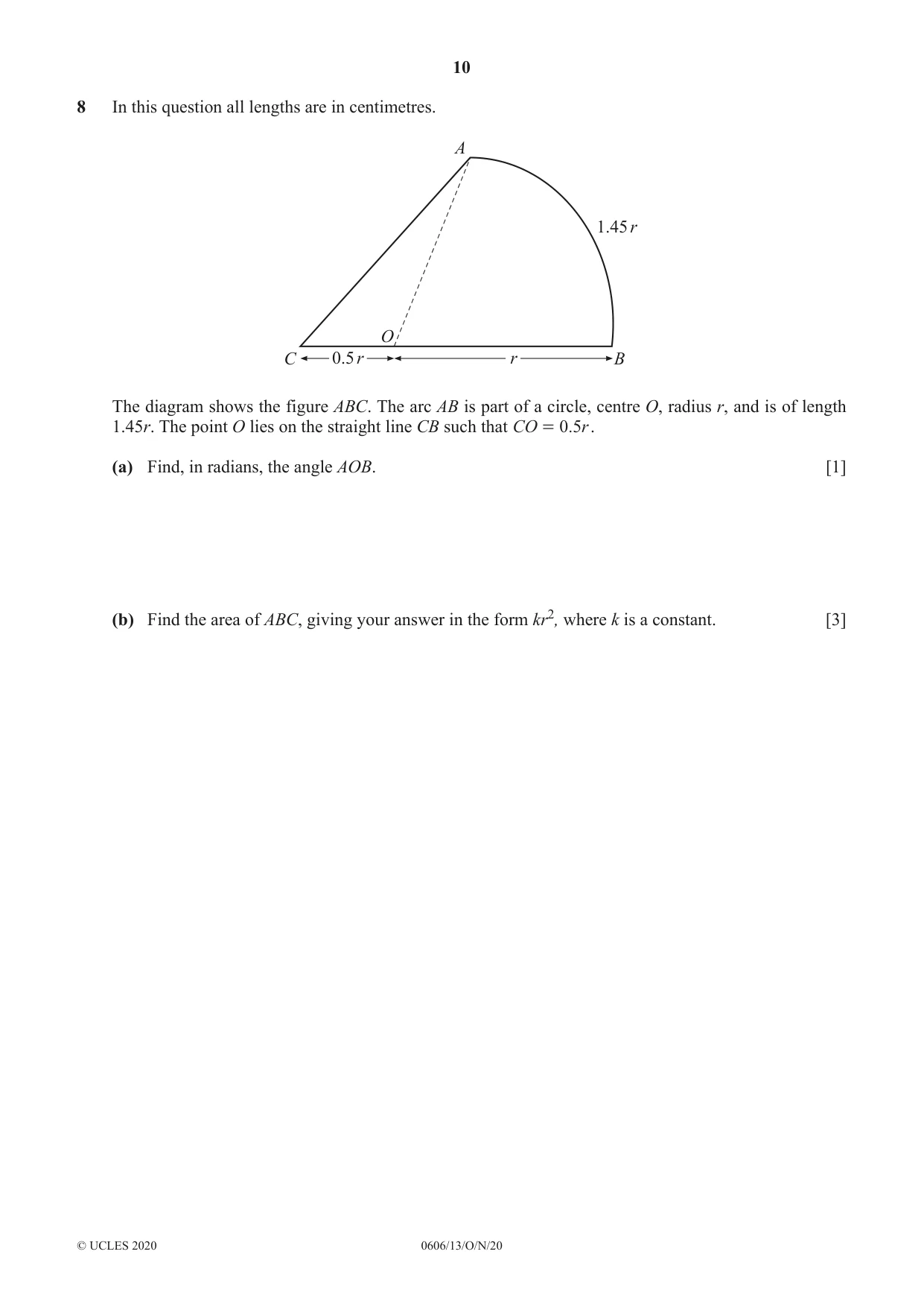 Cambridge IGCSE Mathematics - Additional 0606 2020 Oct/Nov Paper 1 · Variant 3 question paper, page 10 of 16