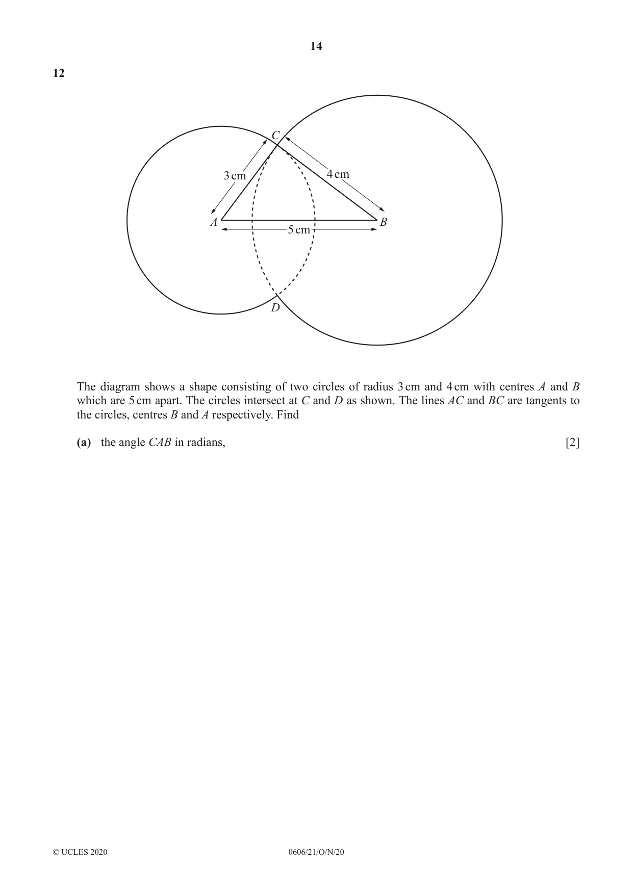 Cambridge IGCSE Mathematics - Additional 0606 2020 Oct/Nov Paper 2 · Variant 1 question paper, page 14 of 16
