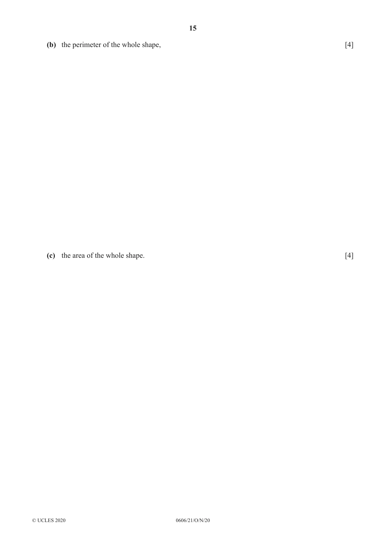 Cambridge IGCSE Mathematics - Additional 0606 2020 Oct/Nov Paper 2 · Variant 1 question paper, page 15 of 16