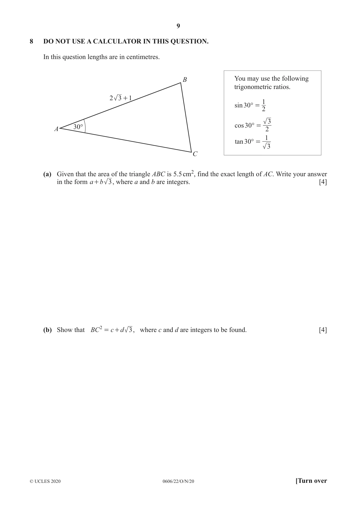 Cambridge IGCSE Mathematics - Additional 0606 2020 Oct/Nov Paper 2 · Variant 2 question paper, page 9 of 16