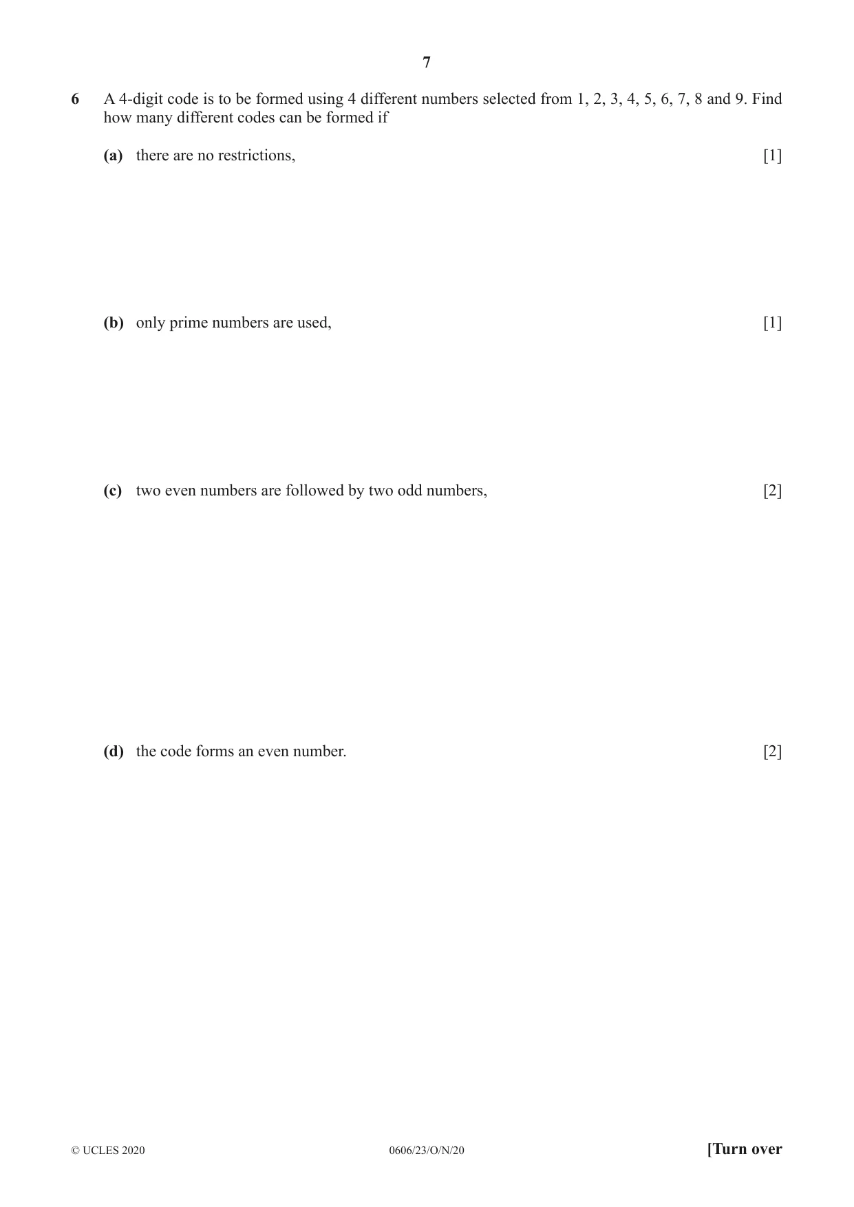 Cambridge IGCSE Mathematics - Additional 0606 2020 Oct/Nov Paper 2 · Variant 3 question paper, page 7 of 16