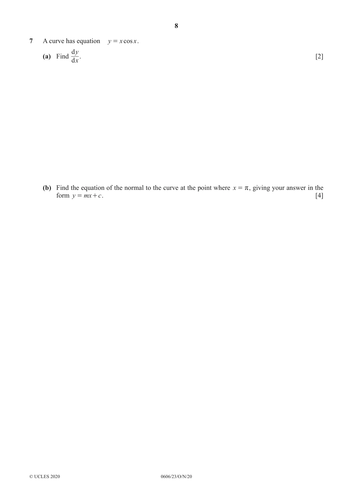 Cambridge IGCSE Mathematics - Additional 0606 2020 Oct/Nov Paper 2 · Variant 3 question paper, page 8 of 16