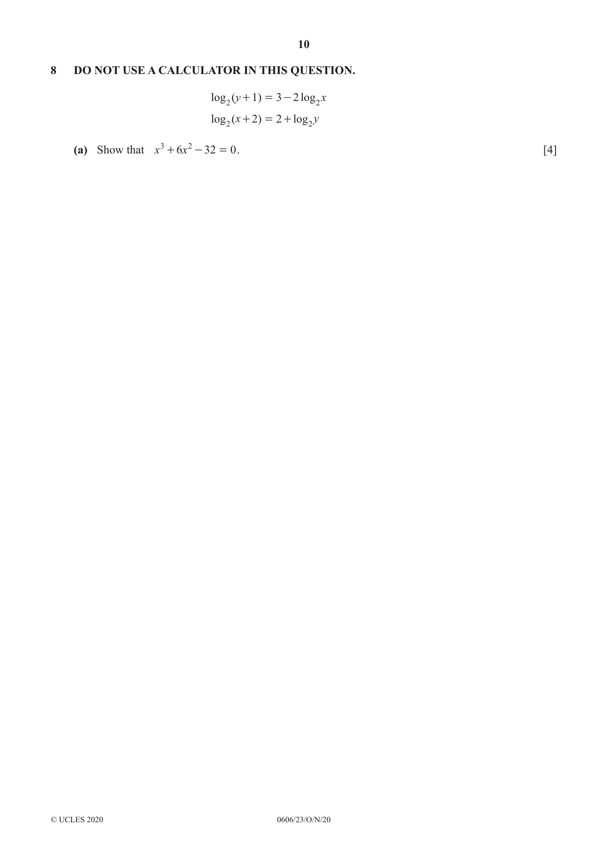 Cambridge IGCSE Mathematics - Additional 0606 2020 Oct/Nov Paper 2 · Variant 3 question paper, page 10 of 16